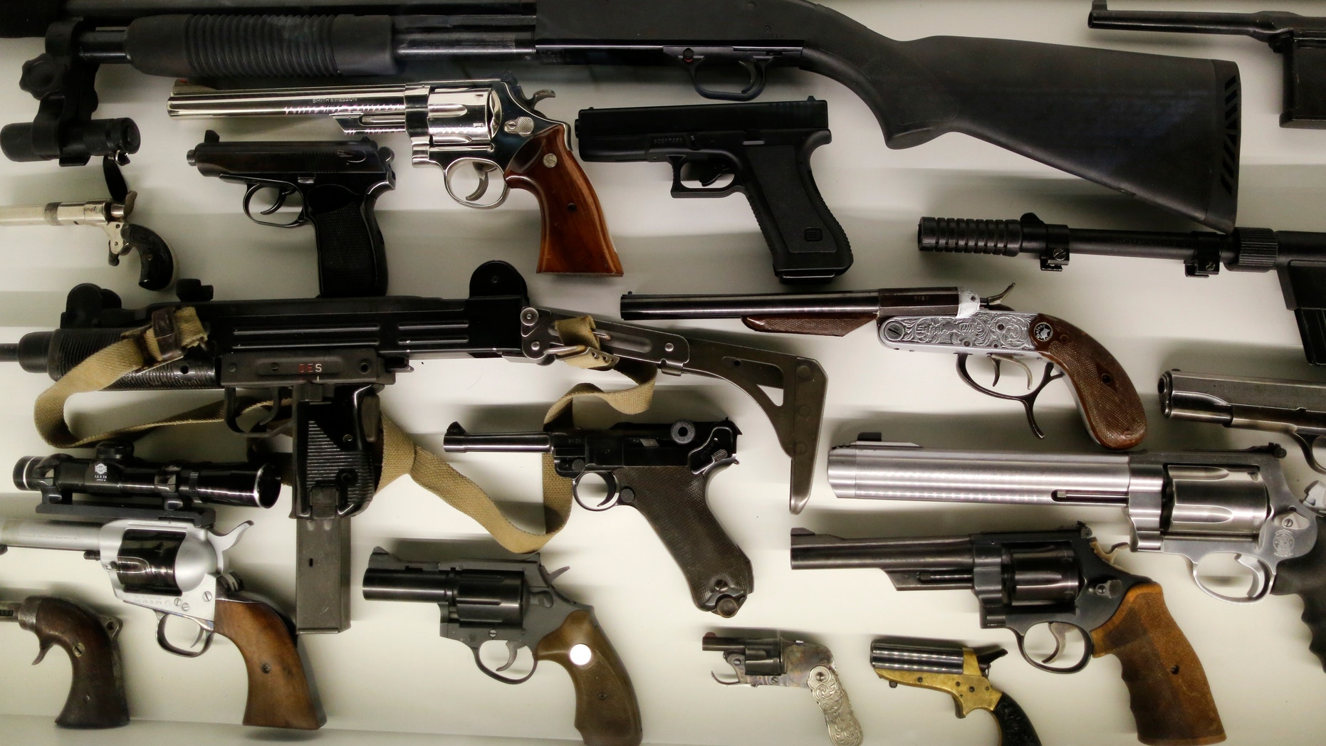 Different kinds of arms are seen on display at the 'Top Secret' Spy Museum in Oberhausen, July 10, 2013.