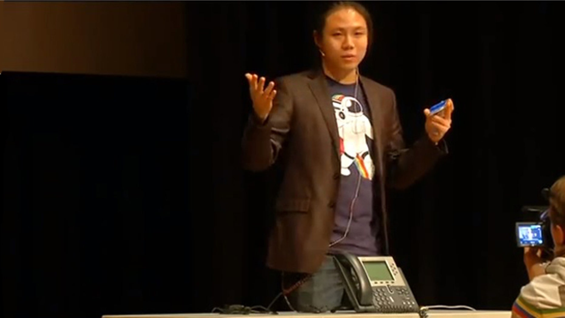 Columbia University graduate student Ang Cui demonstrates a serious vulnerabilities in Cisco VoIP phone technology.