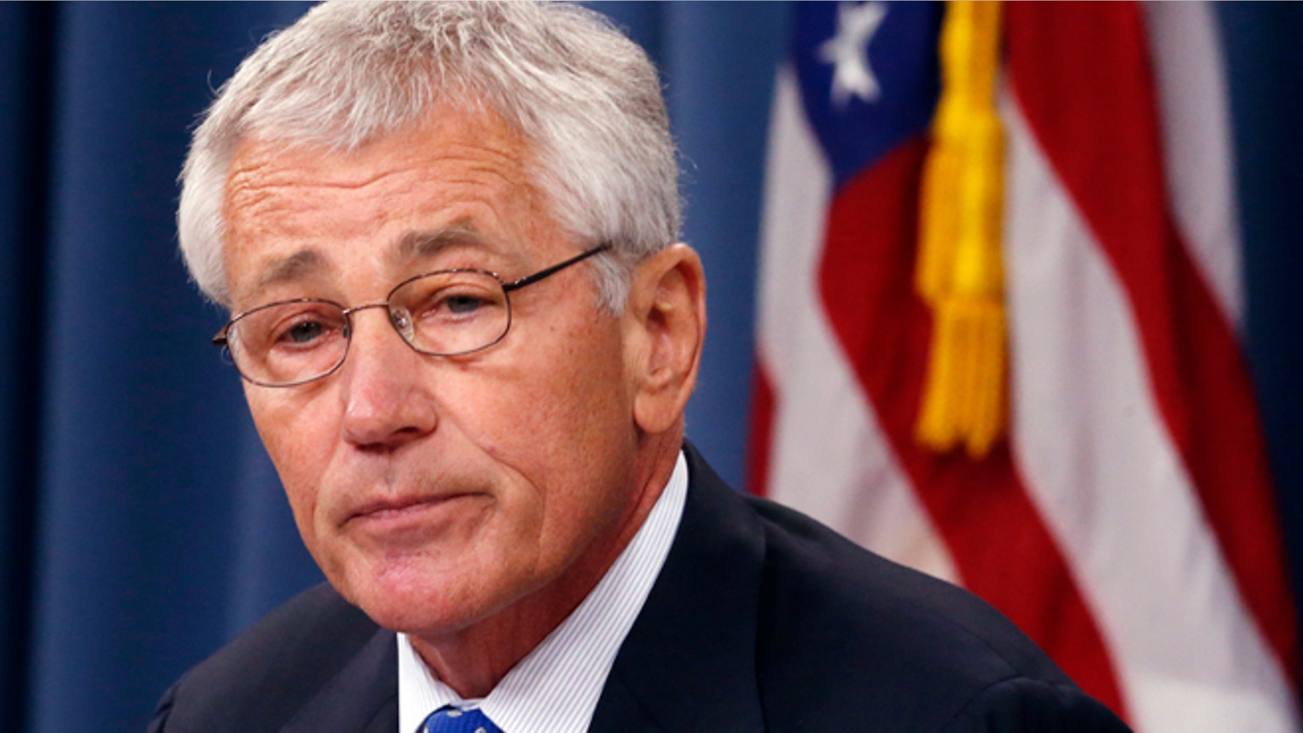 Sept. 18, 2013: Defense Secretary Chuck Hagel speaks during a news conference at the Pentagon.