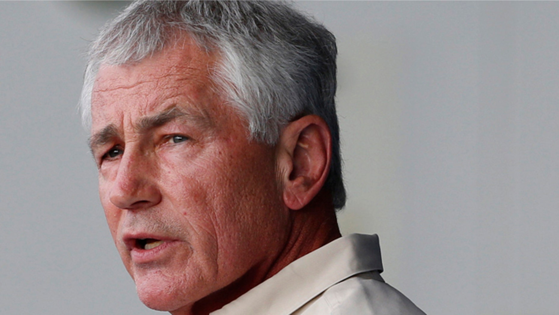 Oct. 10, 2014: Defense Secretary Chuck Hagel speaks at a new conference at the Tolemaida military base in Melgar, Colombia.