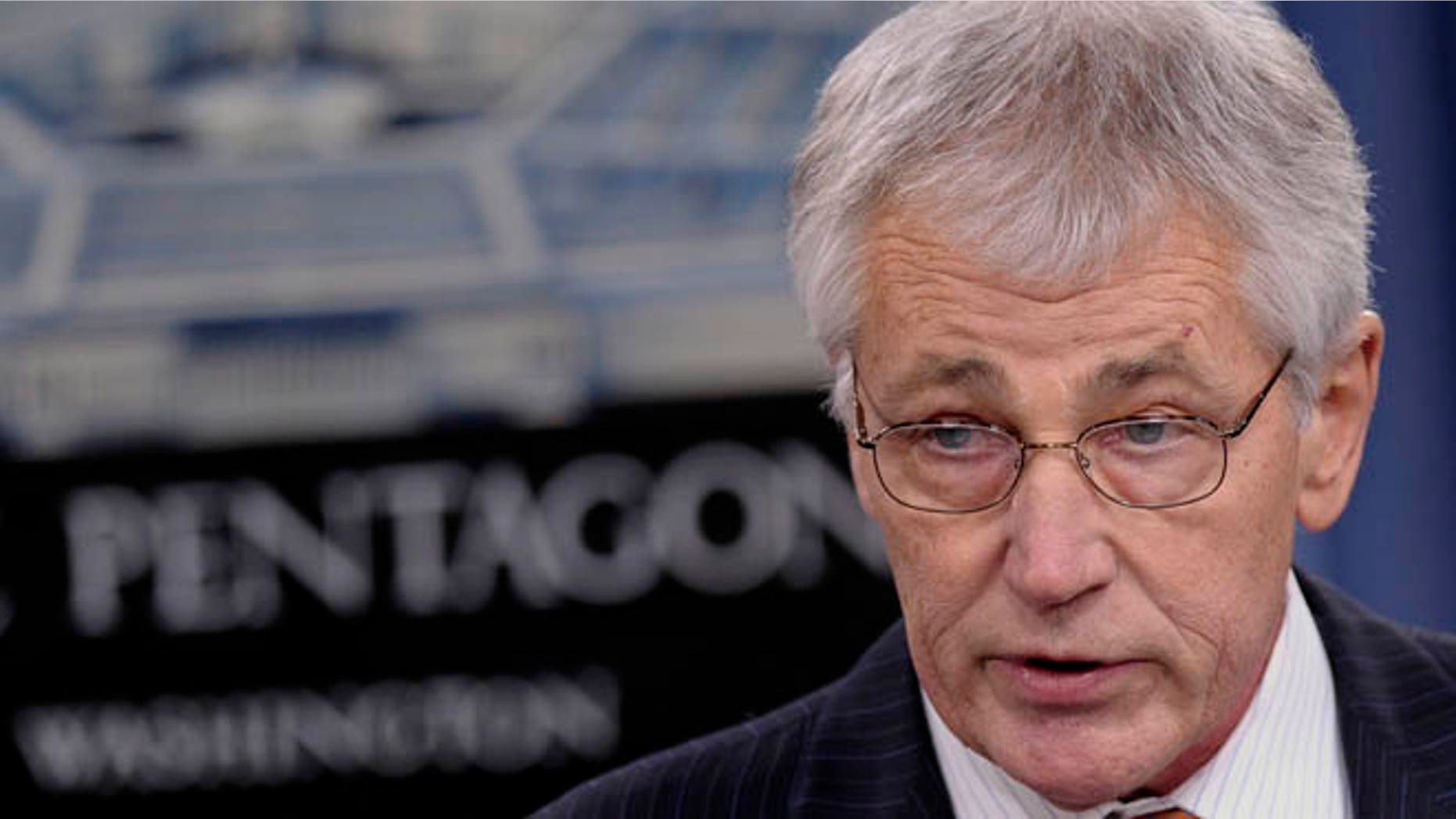 Feb. 7, 2014: Defense Secretary Chuck Hagel holds a briefing at the Pentagon.