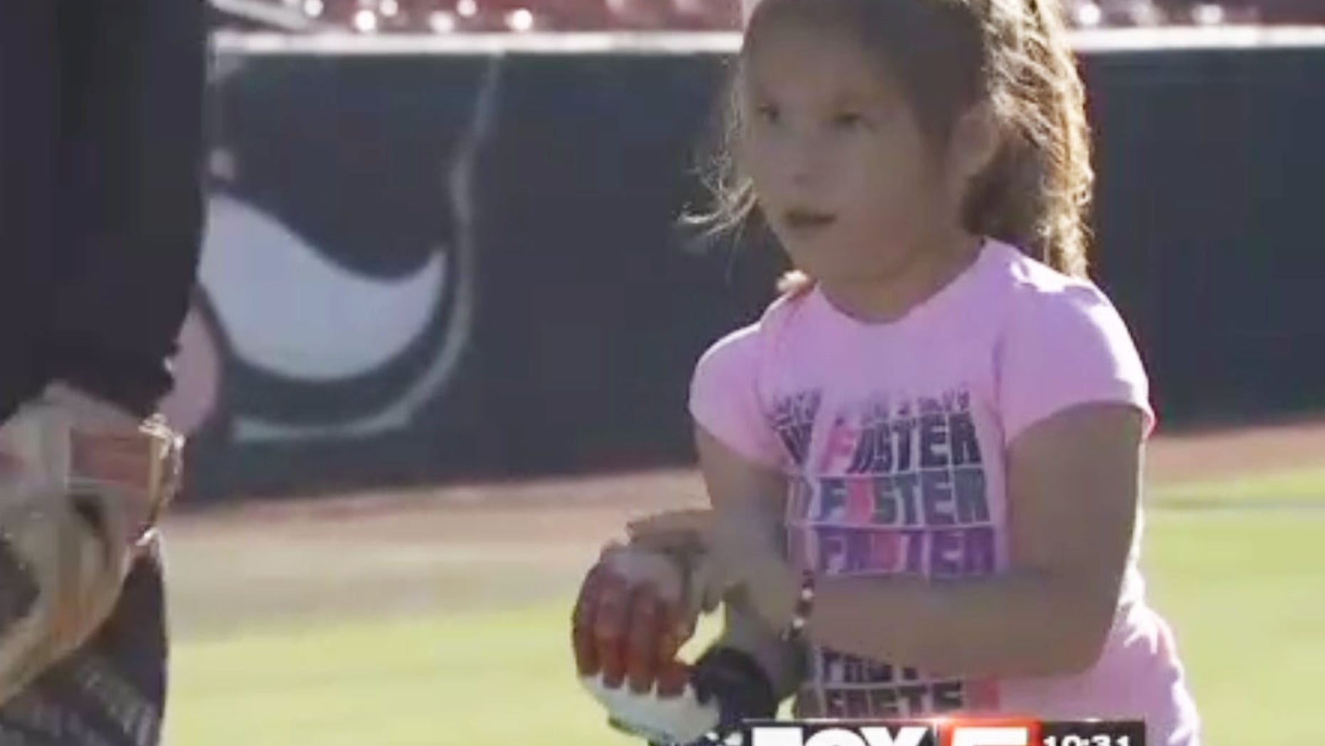 Hailey Dawson, 7, was invited to throw out the first pitch at Game 4 of the World Series.