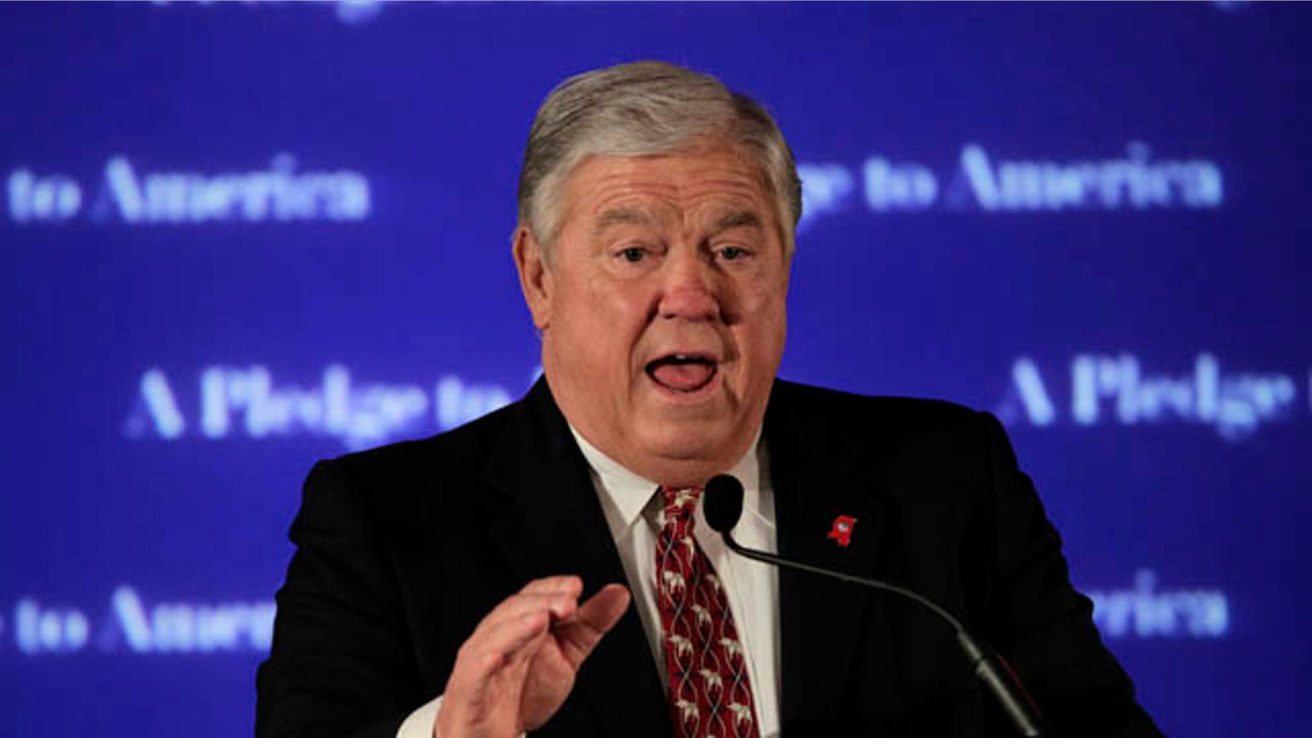 FILE: Mississippi Gov. Haley Barbour, chairman of the Republican Governors Association, speaks at an Election Night gathering hosted by the National Republican Congressional Committee at the Grand Hyatt hotel in Washington.