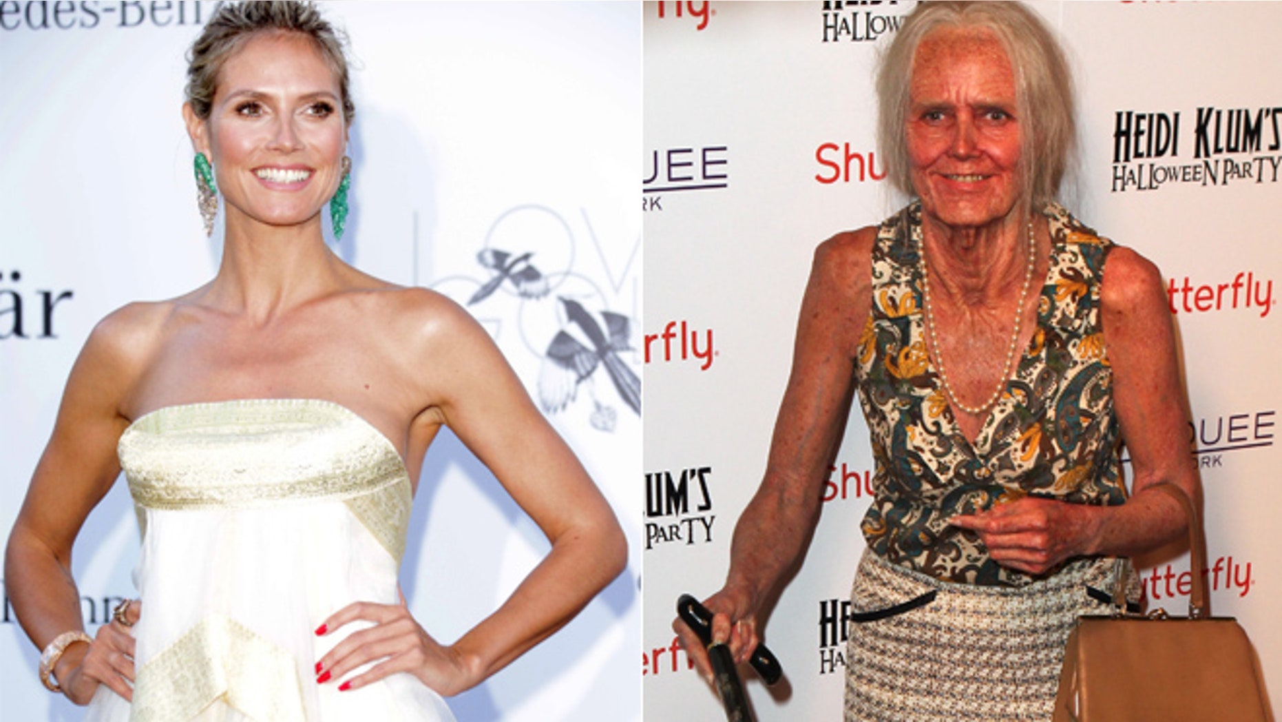 Heidi Klum dressed as an old lady for her annual Halloween party on Oct. 31, 2013.