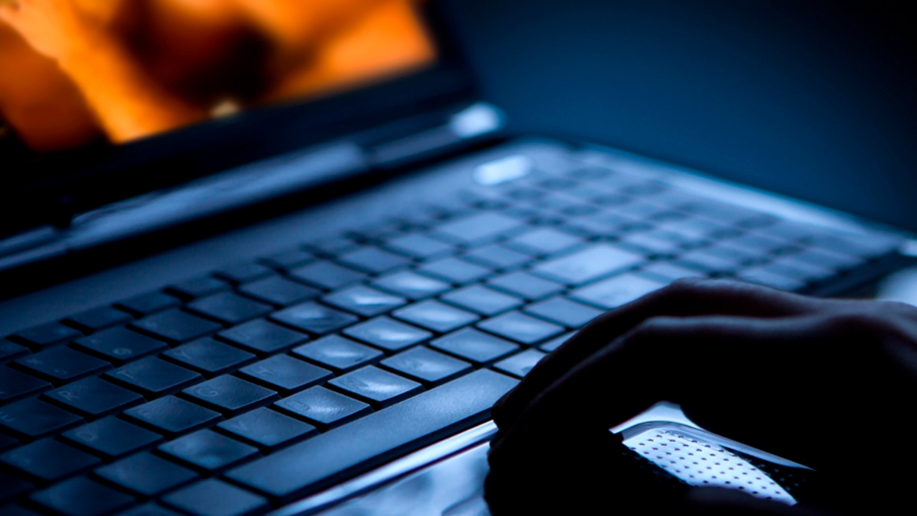Sex on laptop computer. Pornography