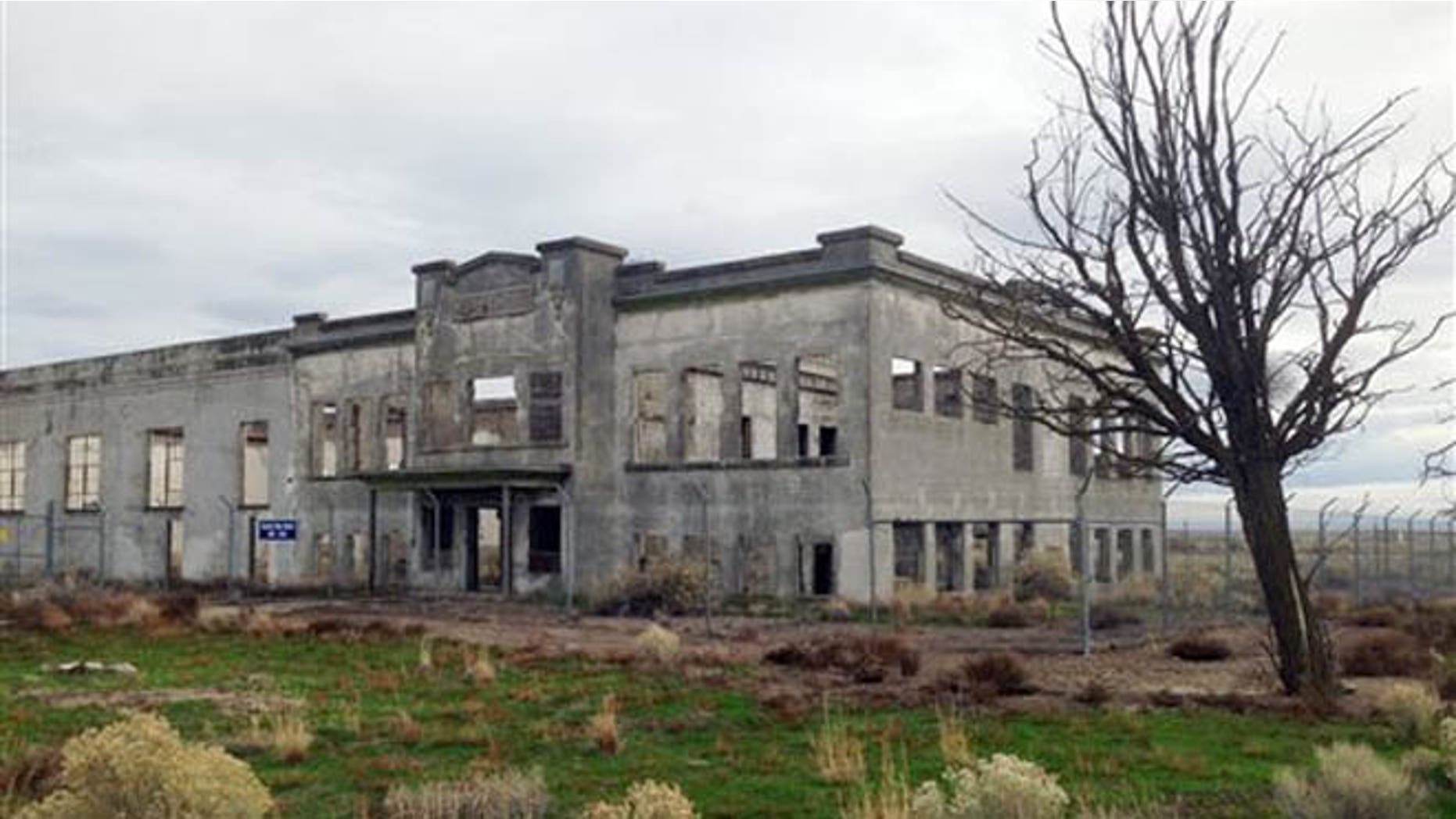 In this undated photo provided by the U.S. Department of Energy, the ruins of the old Hanford High School are shown near Richland, Wash. (Courtesy of the U.S. Department of Energy via AP)