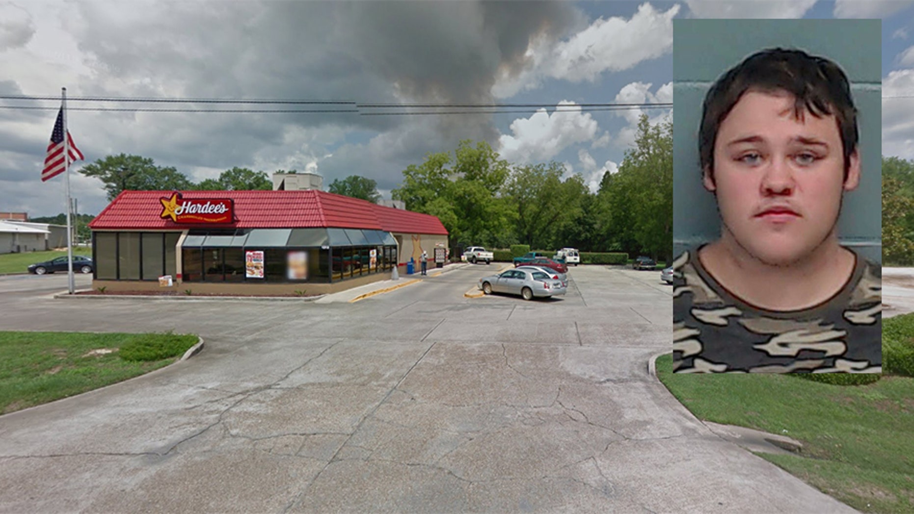 Dillon Roberts, 20, allegedly left a young child inside a hot car while he went to have lunch at a Hardee's restaurant in Florida..