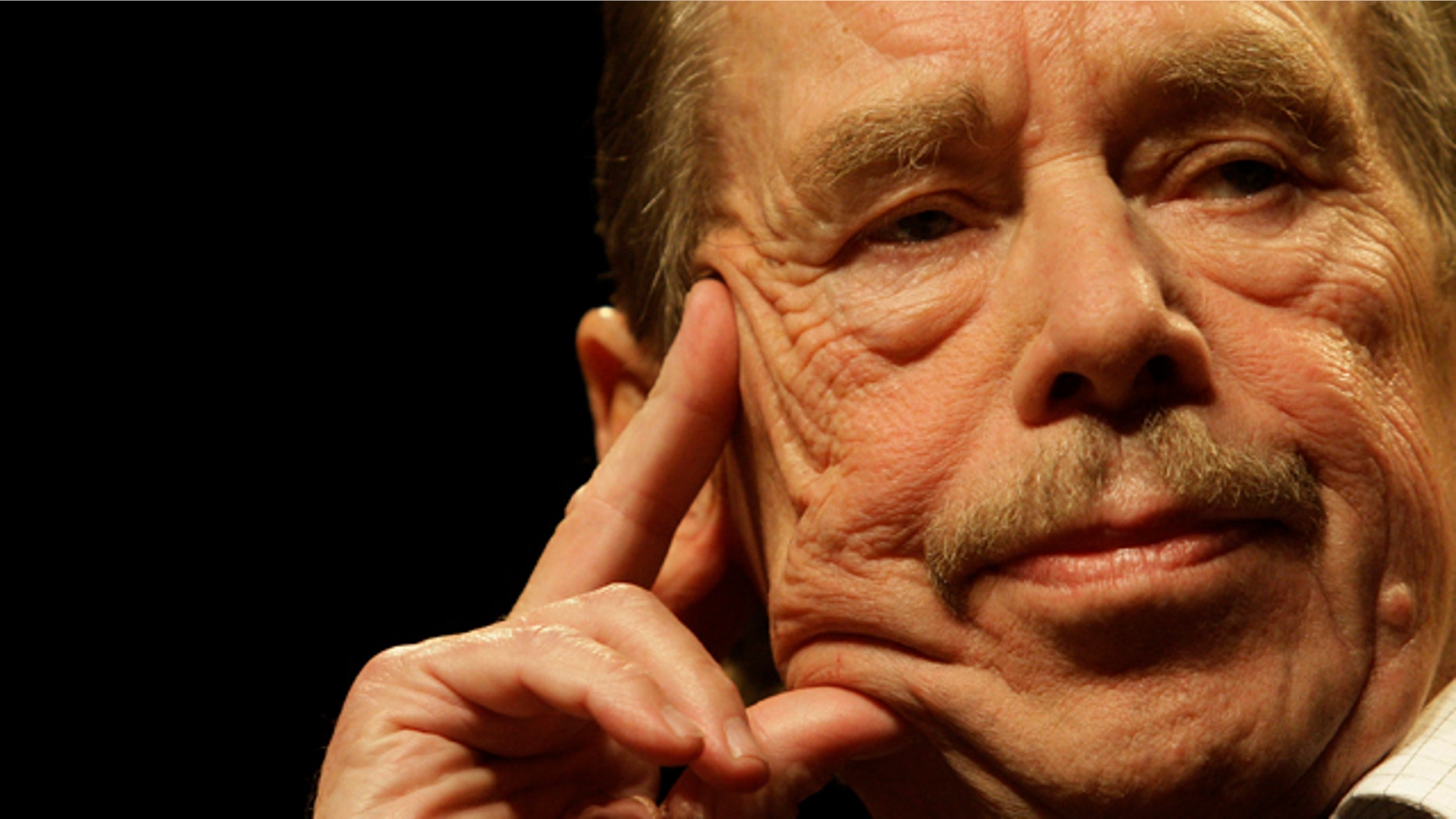 Oct. 15, 2009: File - In this file photo former Czech President Vaclav Havel is seen during a press conference on occasion of the 20th anniversary of the changes in Czechoslovakia and the fall of the Iron Curtain in Prague.