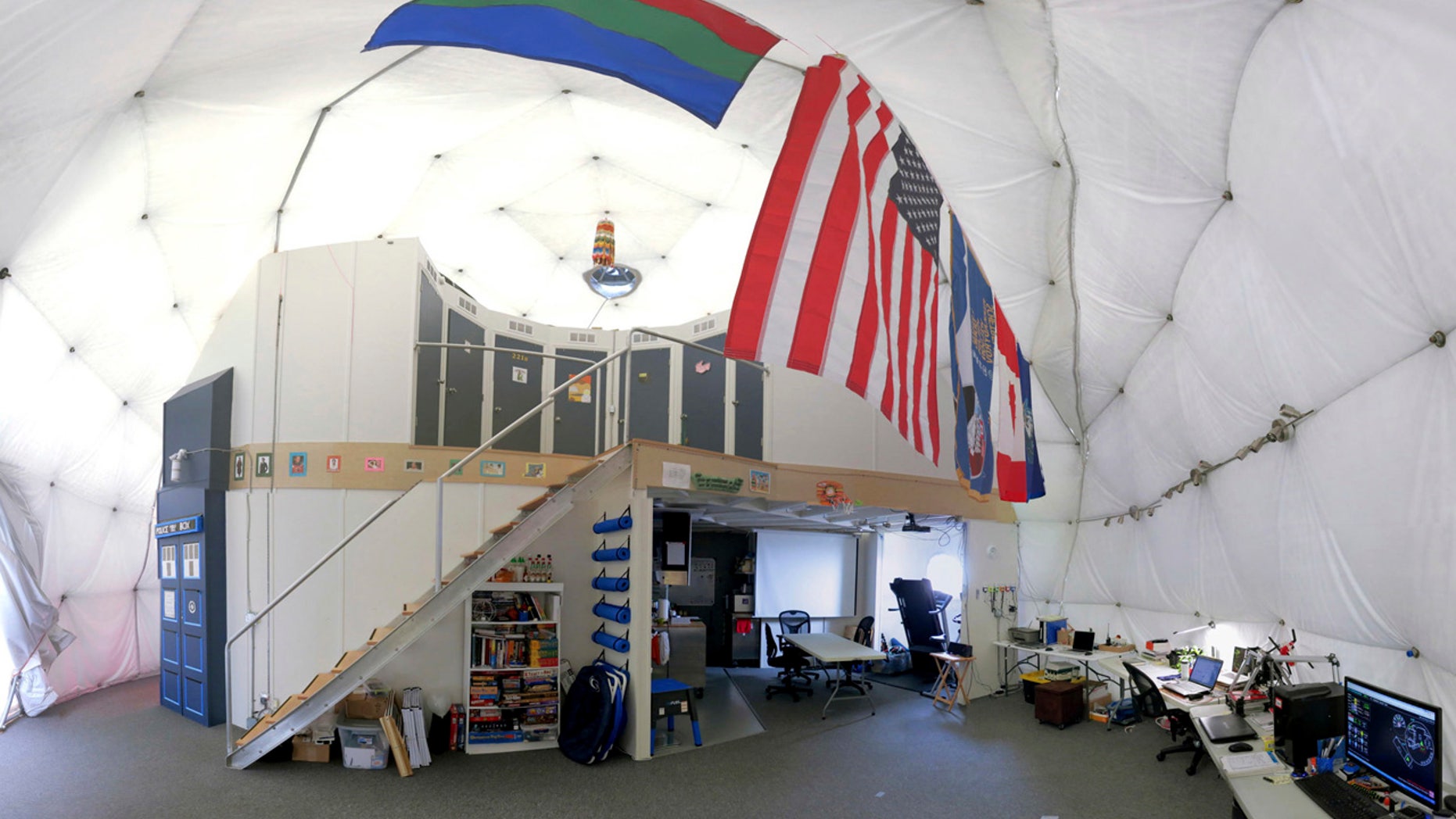 This Aug. 9, 2015 photo provided by the University of Hawaii shows the interior of the domed structure that will house six researchers for eight months in an environment meant to simulate an expedition to Mars, on Mauna Loa on the Big Island of Hawaii.