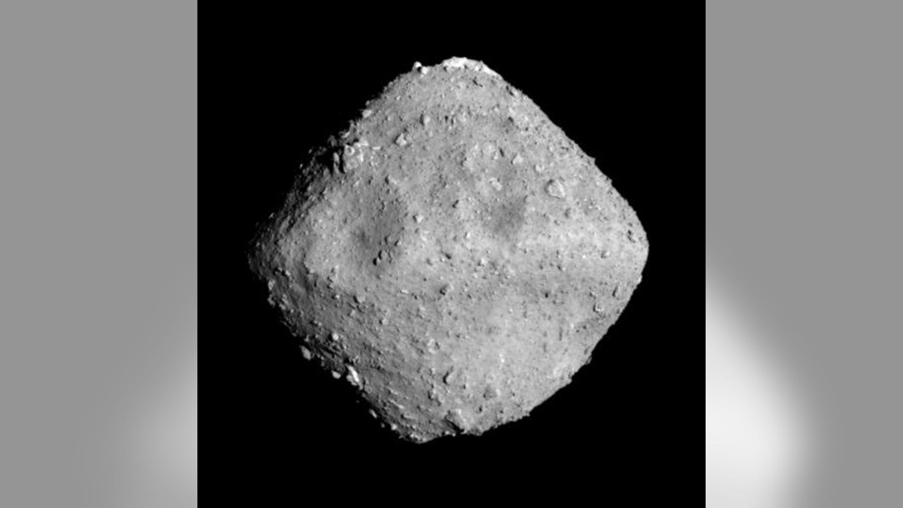 Optical Navigation Camera – Telescopic (ONC-T) image of Ryugu, photographed at 12:50 p.m. (JST), June 26, 2018. (Credit: JAXA, University of Tokyo, Kochi University, Rikkyo University, Nagoya University, Chiba Institute of Technology, Meiji University, University of Aizu, AIST)