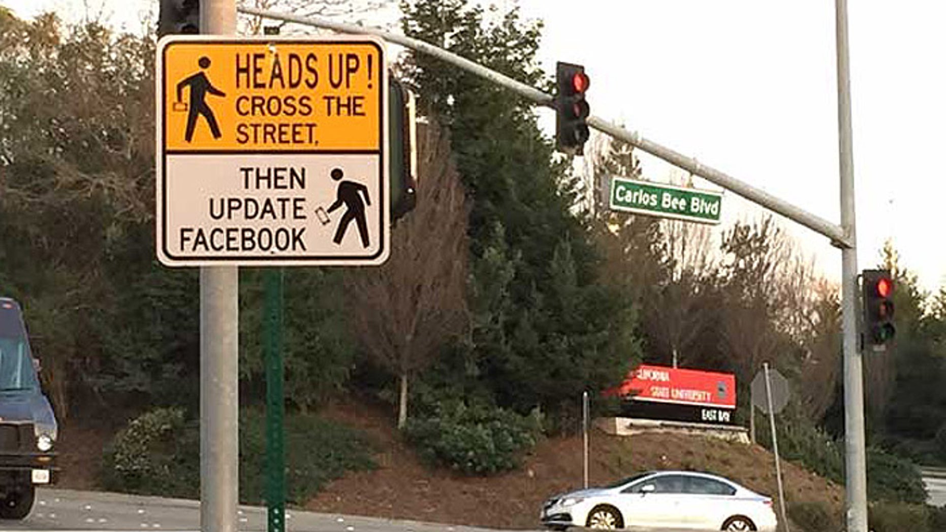 The city of Hayward, Calif., takes safety seriously, but still has a sense of humor. (Courtesy: KTVU)