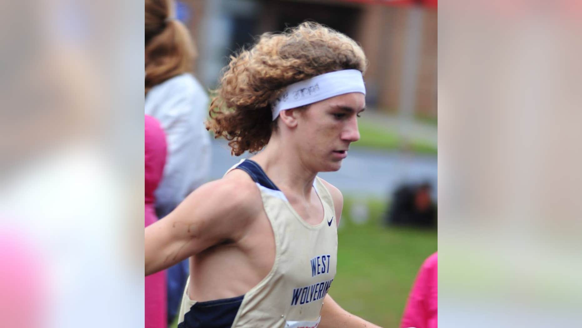 In this undated photo high school cross country runner John Green wears a headband (Courtesy Britt Smith)