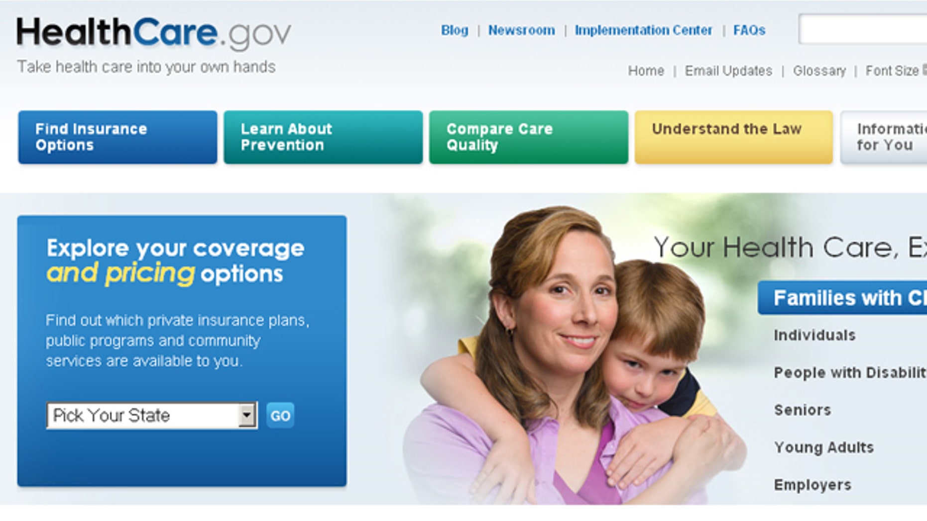 Shown here is the Healthcare.gov website.