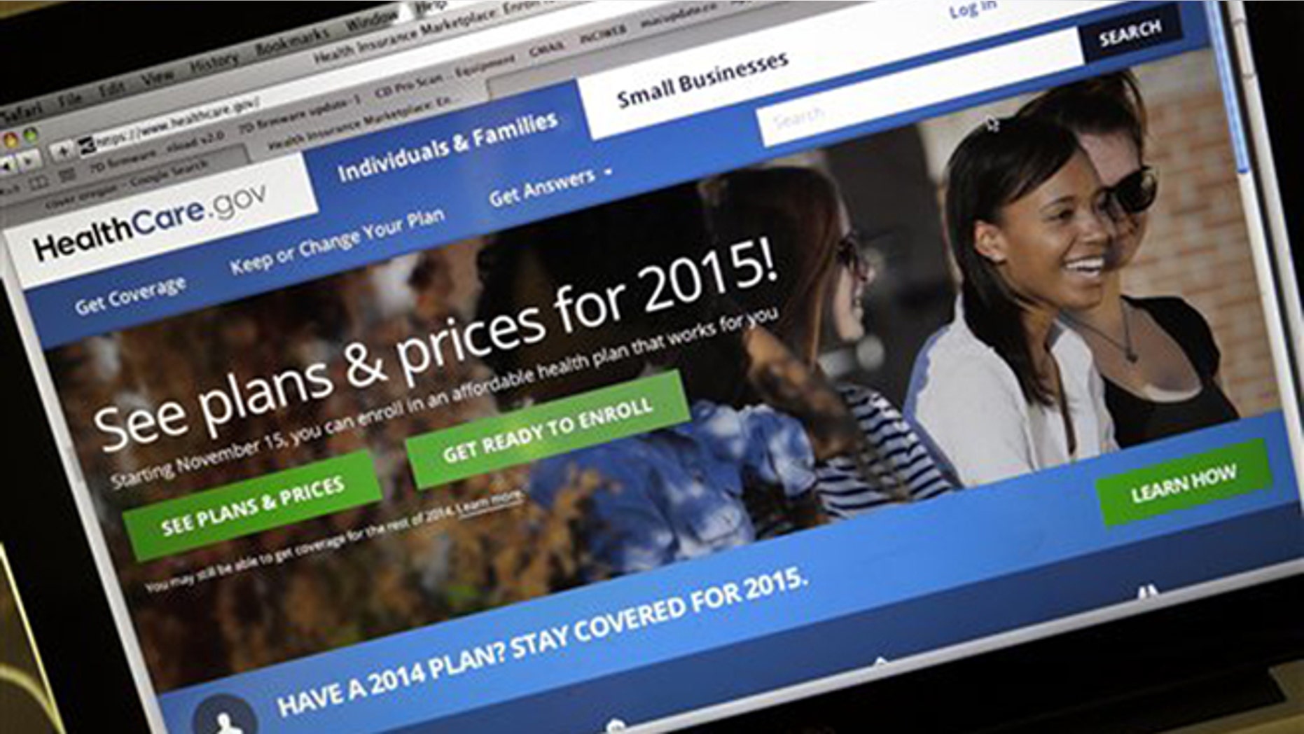 Nov. 12, 2014: In this file photo, the HealthCare.gov website, where people can buy health insurance, is displayed on a laptop screen.