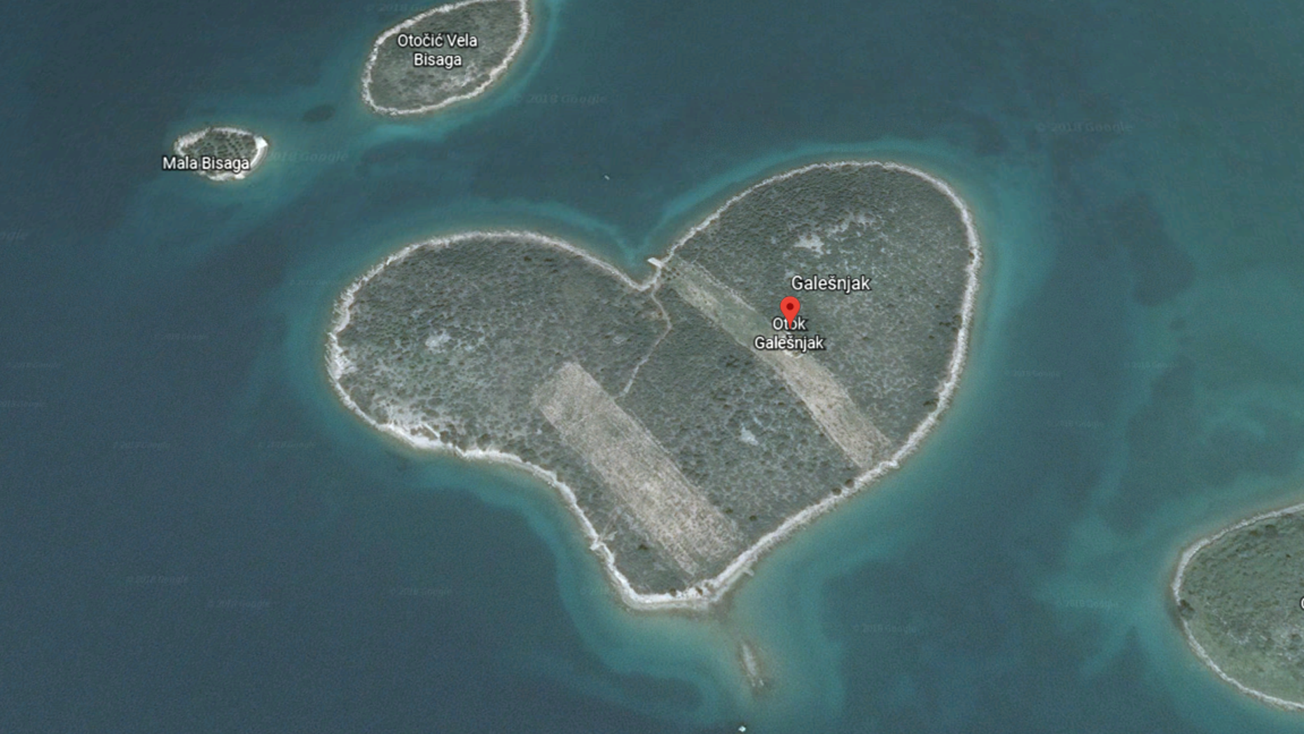A heart-shaped island off the coast of Croatia is now capturing attention from Google Maps users.