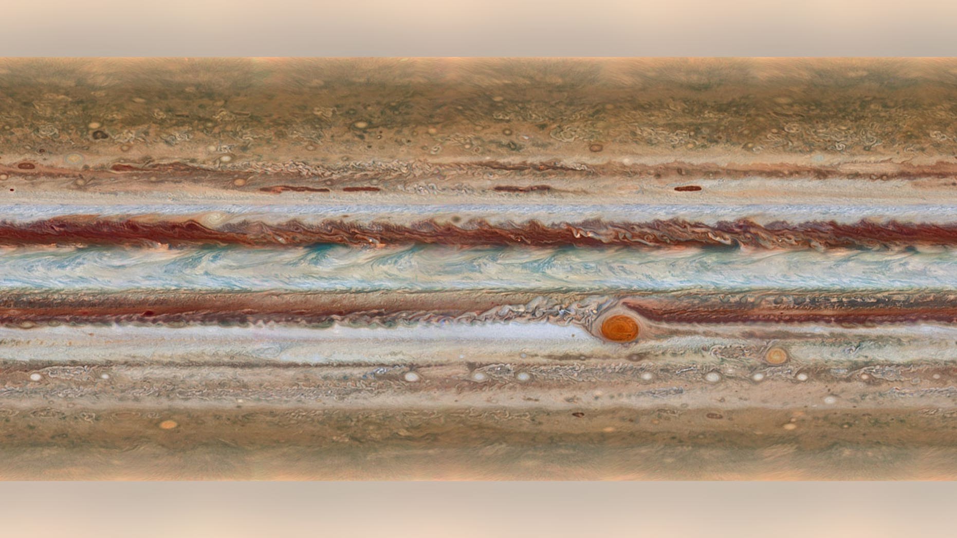 This new image from the largest planet in the Solar System, Jupiter, was made during the Outer Planet Atmospheres Legacy (OPAL) program. The images from this program make it possible to determine the speeds of Jupiter's winds, to identify different phenomena in its atmosphere and to track changes in its most famous features. (ESA)