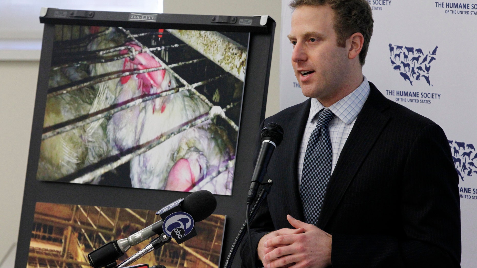 April 12: Josh Balk, a spokesman for The Humane Society of the United States, speaks during a news conference in Philadelphia.