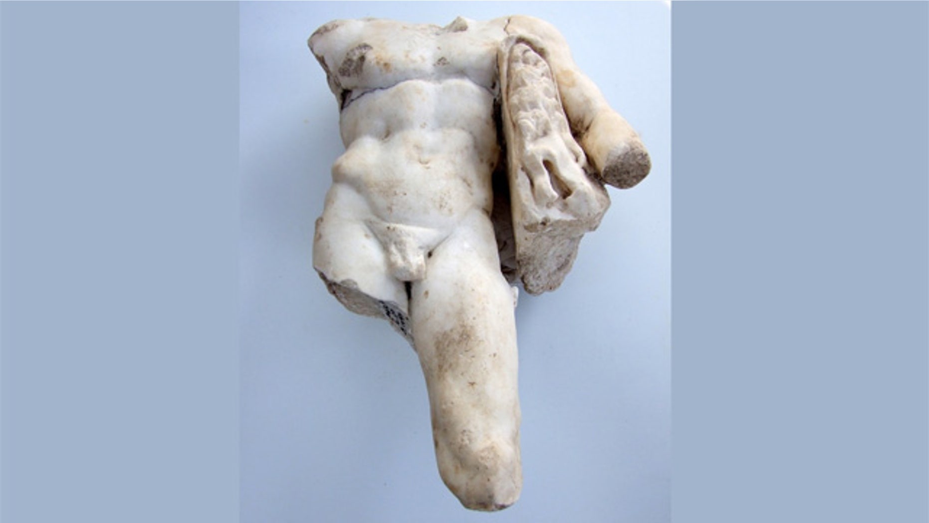 A marble statue of Hercules found at the site of a Roman bathhouse in Israel on Aug. 15.