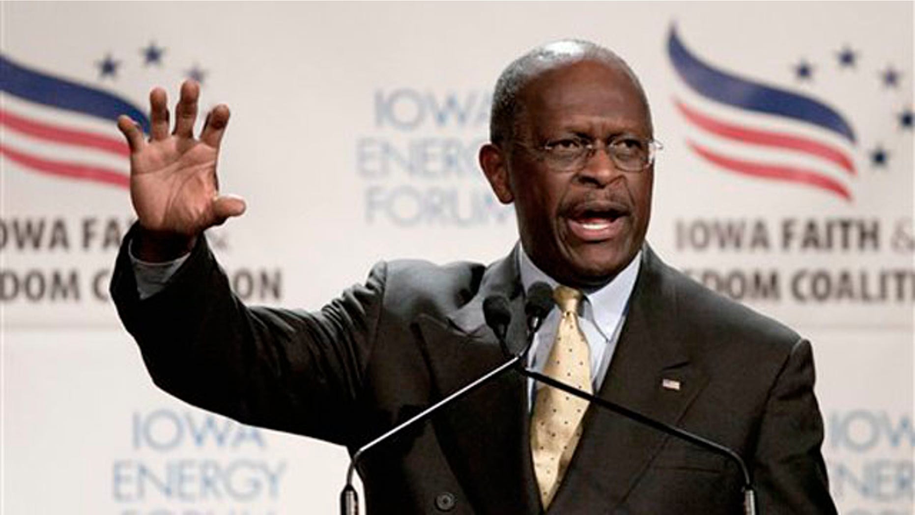 Oct. 22, 2011: Republican presidential candidate Herman Cain speaks in Des Moines, Iowa.