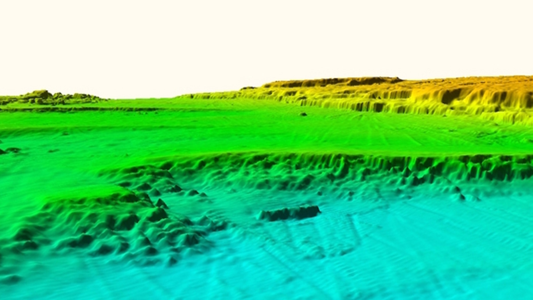 A high-resolution map showing the monolith on the floor of the Mediterranean. The monolith is 39 feet long, the researchers said.