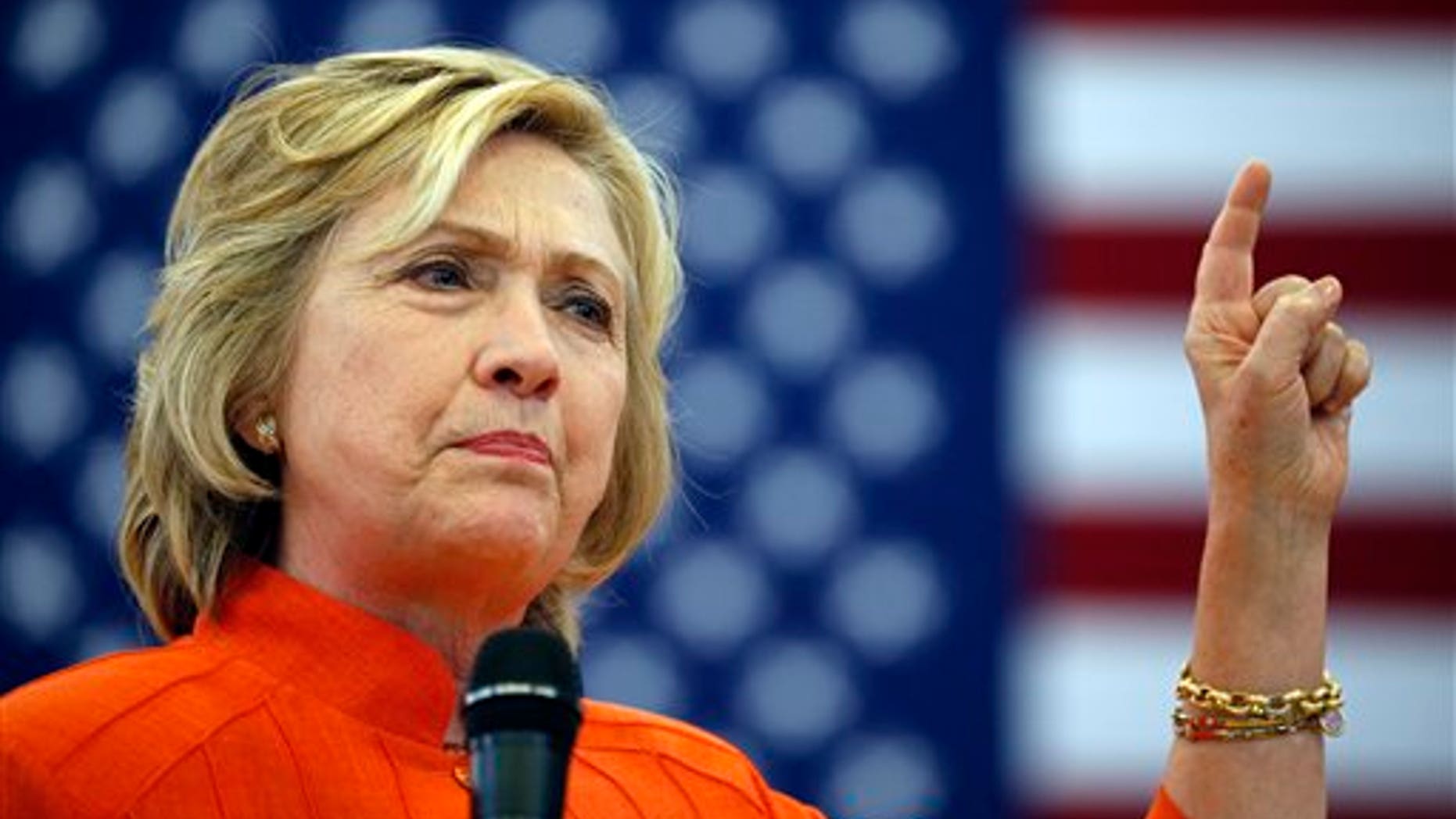 Democratic presidential candidate Hillary Rodham Clinton speaks at a town hall meeting Tuesday, Aug. 18, 2015, in North Las Vegas, Nev. (AP Photo/John Locher)