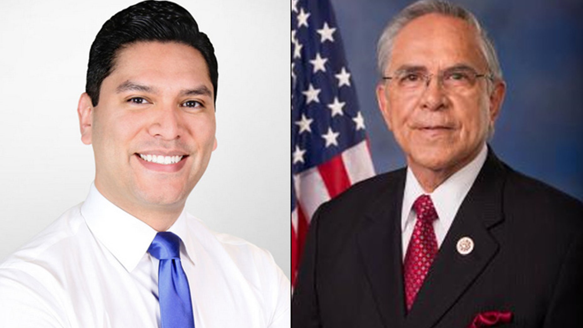 At left, House candidate Ruben Ramirez Hinojosa; at right, Rep. Ruben Hinojosa. (Ruben4congress.com/House.gov)