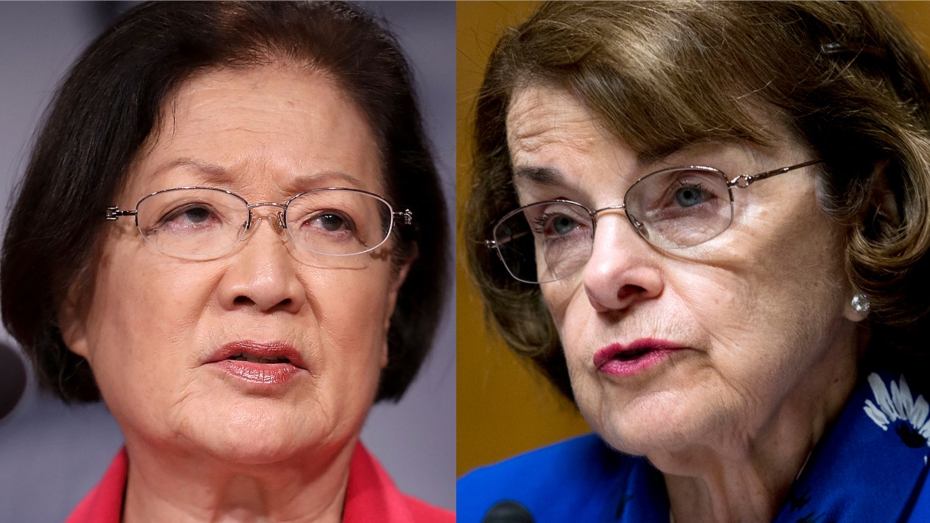 U.S. Sens. Mazie Hirono, D, Hawaii, left, and Dianne Feinstein, D-Calif.
