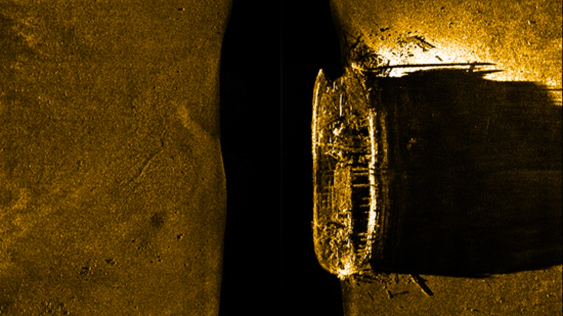 A sonar image showing the ill-fated HMS Erebus shipwreck.