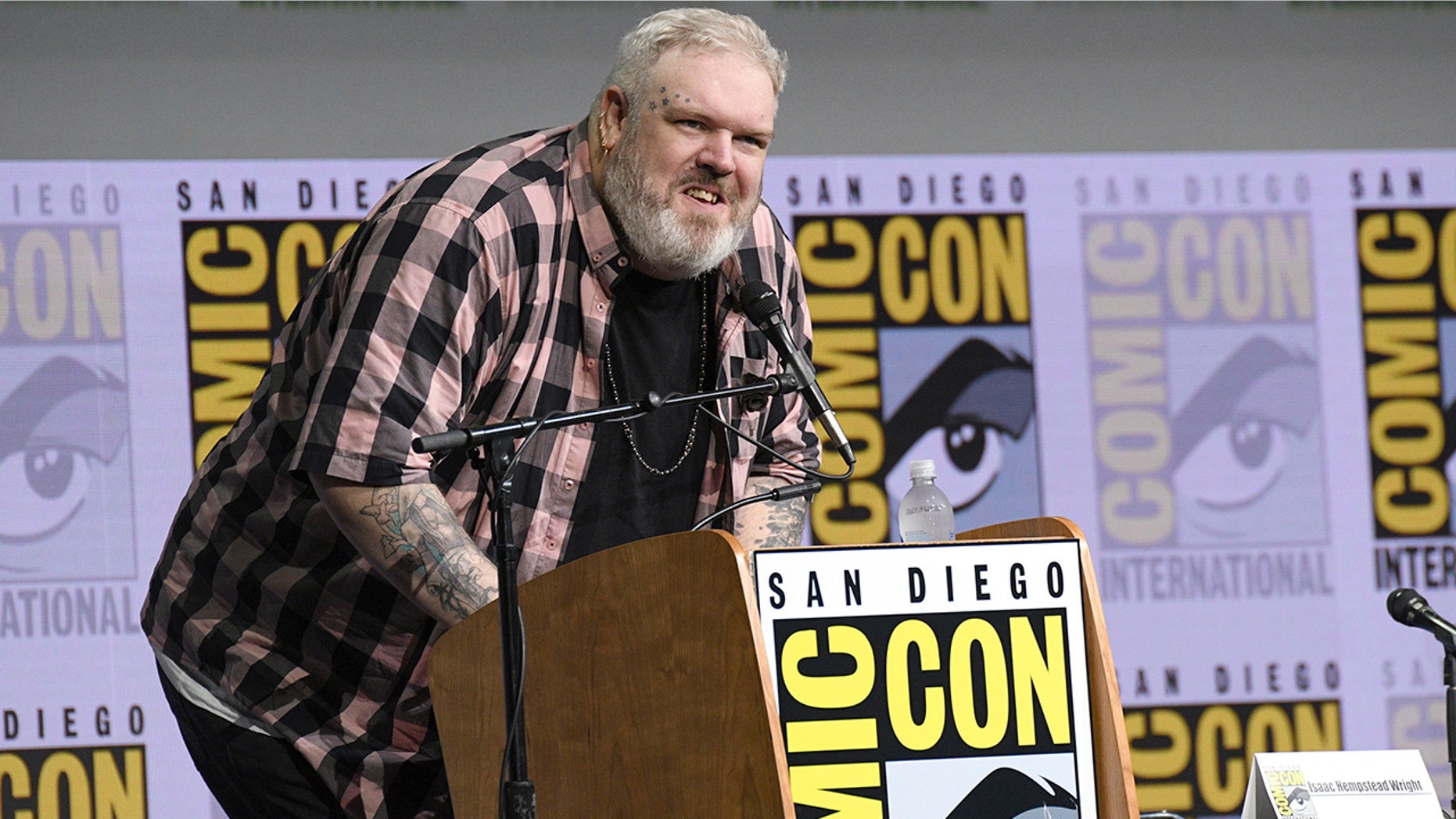 Moderator Kristian Nairn speaks at the "Game of Thrones" panel on day two of Comic-Con International on Friday, July 21, 2017, in San Diego. (Photo by Al Powers/Invision/AP)