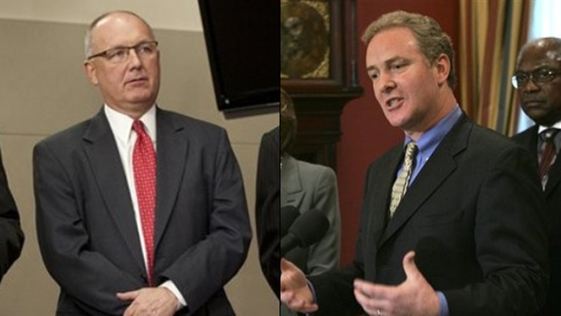 Shown here are Republican Rep. Pete Hoekstra, left, and Democratic Rep. Chris Van Hollen. (AP Photos)