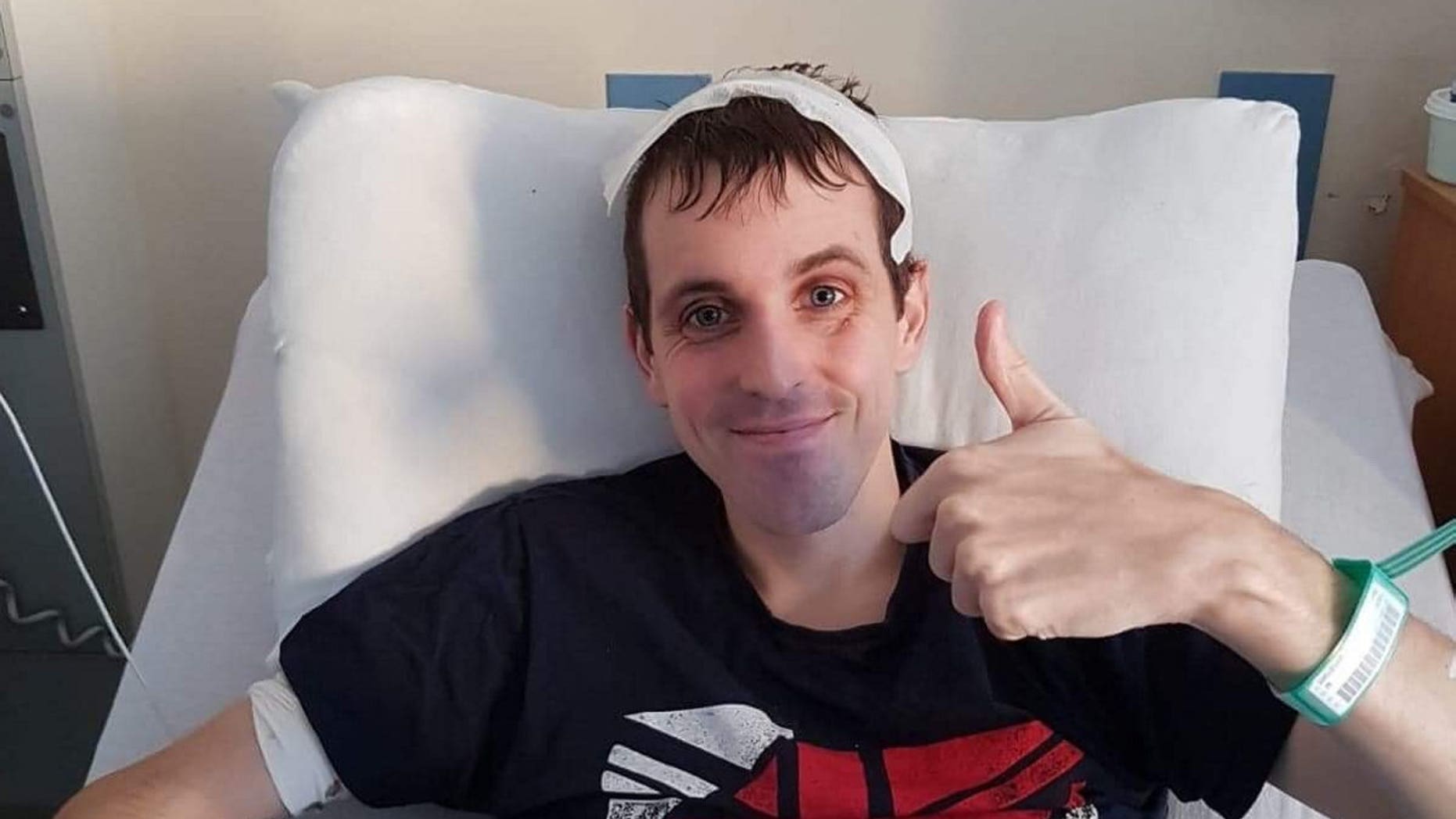 Collect of Barry Reid, 32, from Ayr, at Glasgows Queen Elizabeth Hospital. Mr Reid collapsed at Universals Volcano Bay Park in Florida while queuing to go on a waterslide- leading to the discovery of a brain tumour.. See Centre Press story CPTUMOUR . A dad-of-two has spoken of his holiday horror after he was diagnosed with a brain tumour during a dream family trip to Florida.Barry Reid, his wife Gillian and their two young daughters, along with his in-laws, jetted off to their dream vacation last October. But twelve days into their holiday Barry took a turn for the worst and collapsed at Universals Volcano Bay Park while queuing to go on a waterslide. When the 32-year-old woke up, he found himself in an ambulance heading to a local A&E wired up to a host of machines.