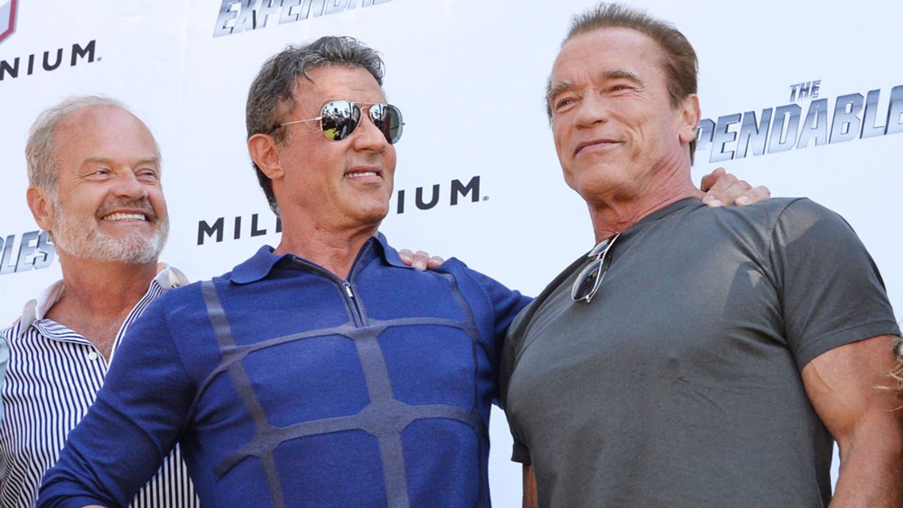 Kelsey Grammer, Sylvester Stallone and Arnold Schwarzenegger who all signed a Hollywood anti-Hamas statement.