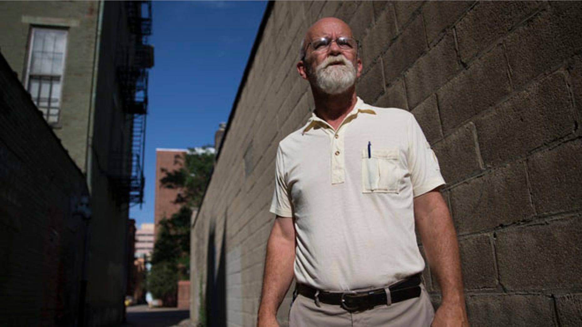 FILE -- June 24, 2015: Veteran Marine David Bowles, 56, a beneficiary of the new Veterans Assistance Homeless Veterans Community Employment Services program, is photographed, in Cincinnati. Bowles and other job-ready veterans who are homeless or on the brink of homelessness can now turn to the program for help finding the types of long-term jobs needed to sustain housing. (AP Photo/John Minchillo)