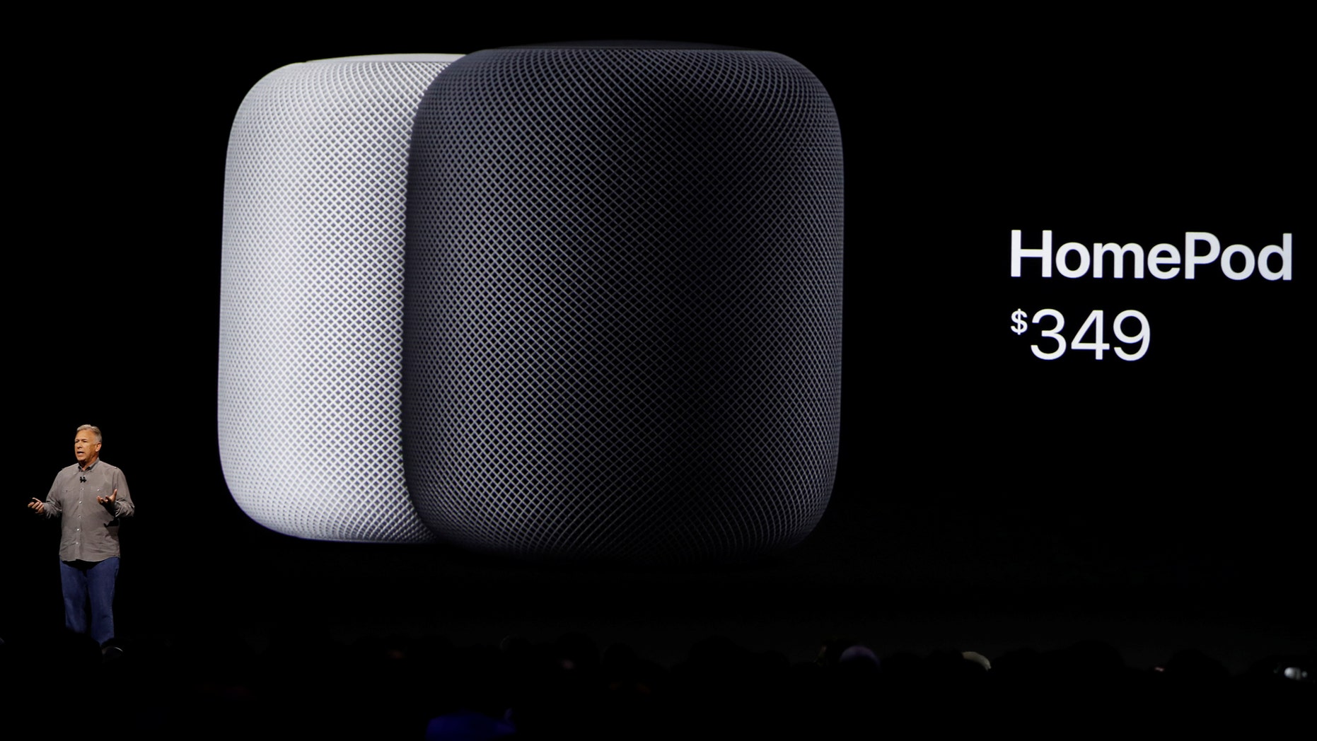 Phil Schiller, senior vice president of worldwide marketing announces the new Apple HomePod during the annual Worldwide Developer Conference (WWDC) in San Jose, California, U.S. June 5, 2017. (REUTERS/Stephen Lam)