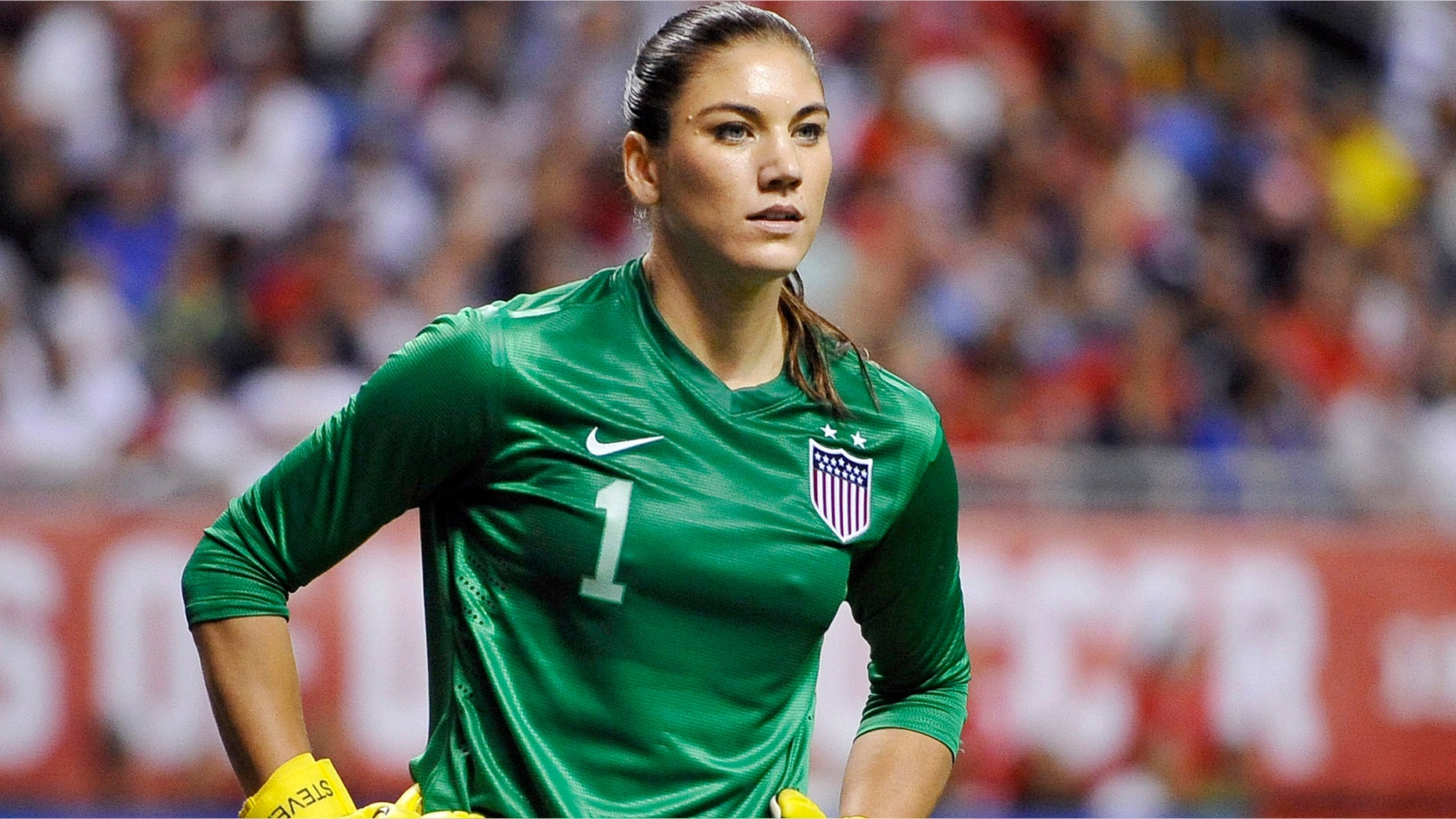 Oct. 20, 2013: United States goalkeeper Hope Solo pauses on the field during the second half of an international friendly women's soccer match against Australia in San Antonio.