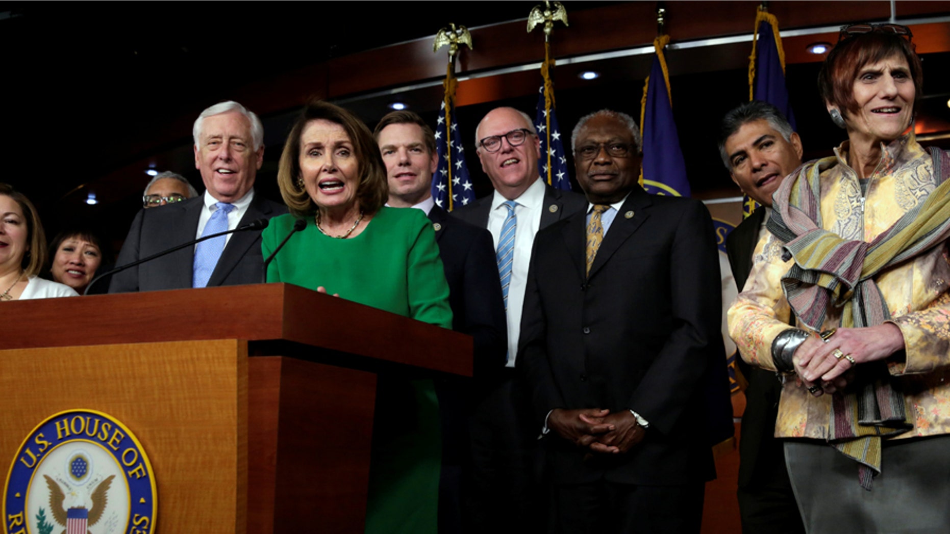 House Minority Leader Nancy Pelosi speaks during fellow House Democrats' news conference on Capitol Hill in Washington, D.C., March 24, 2017.