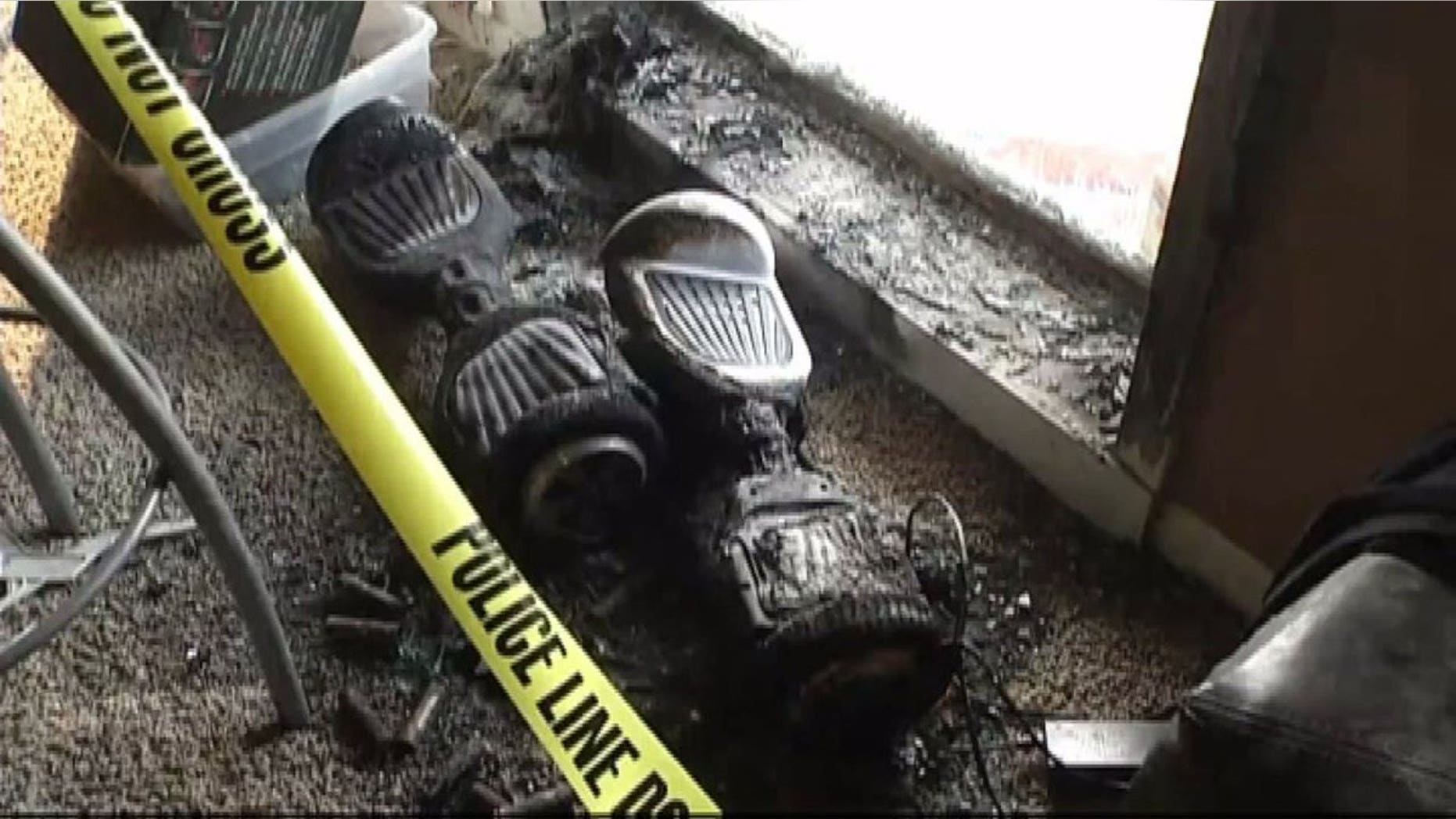 Two hoverboards reportedly erupted into flames while charging in a woman's basement.