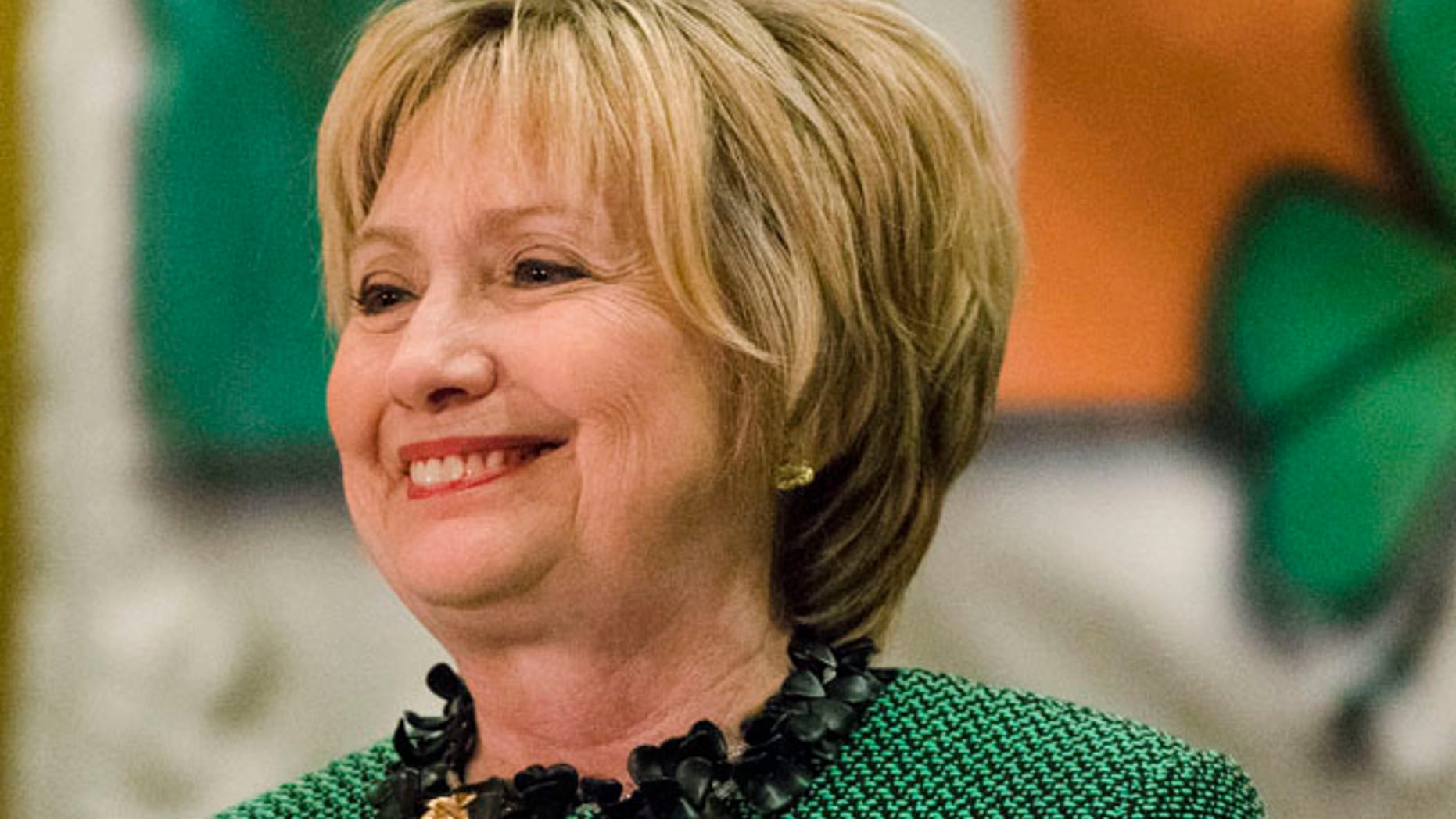 Hillary Clinton speaks at the Society of Irish Women's annual dinner on St. Patrick's Day in her late father's hometown in Scranton, Pa., Friday, March 17, 2017. (AP Photo/Matt Rourke)