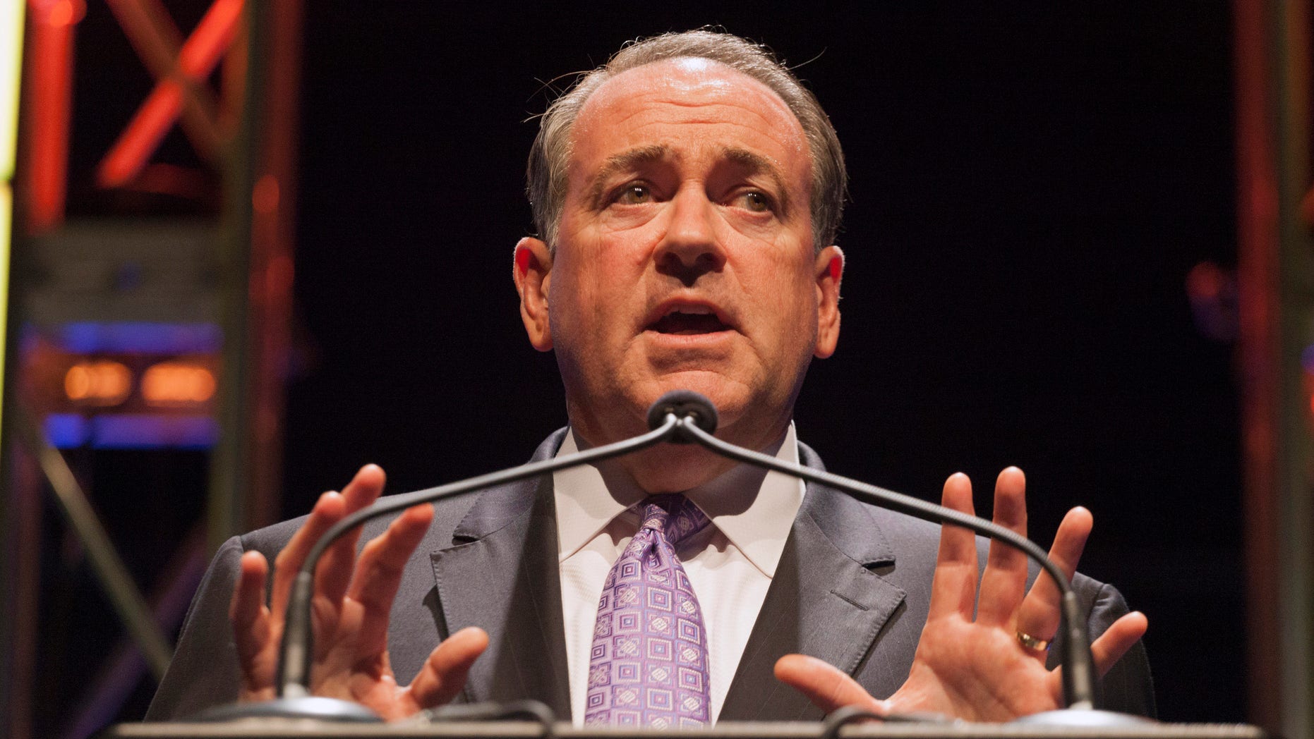 Aug. 9, 2014: Former Arkansas Governor Mike Huckabee speaks at the Family Leadership Summit in Ames, Iowa.