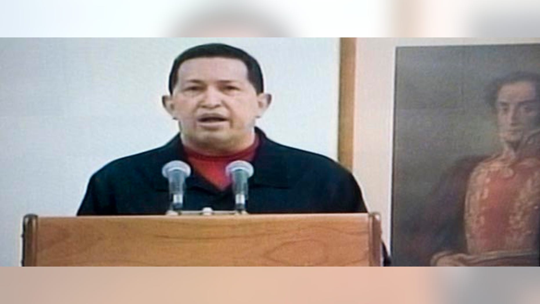 June 30, 2011: In this frame grab taken from Venezolana de Television, VTV, Venezuela's President Hugo Chávez delivers a televised speech aired from Cuba. Chávez said he underwent a second surgery in Cuba that removed a cancerous tumor.