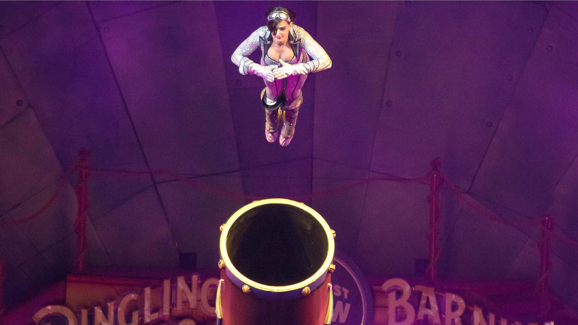 Feb. 14, 2015: This image released by Feld Entertainment shows Gemma Kirby, the 25-year-old human cannonball.