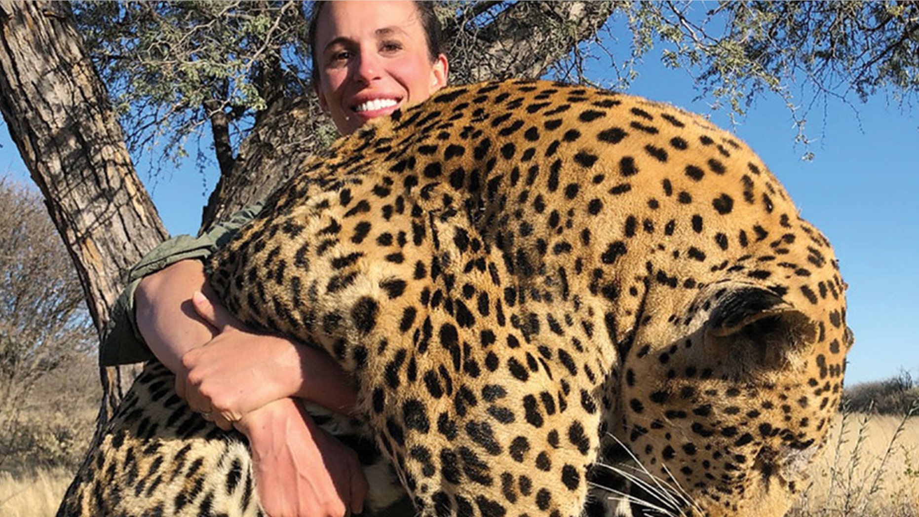 A female hunter is being slammed online by celebs for killing a leopard.