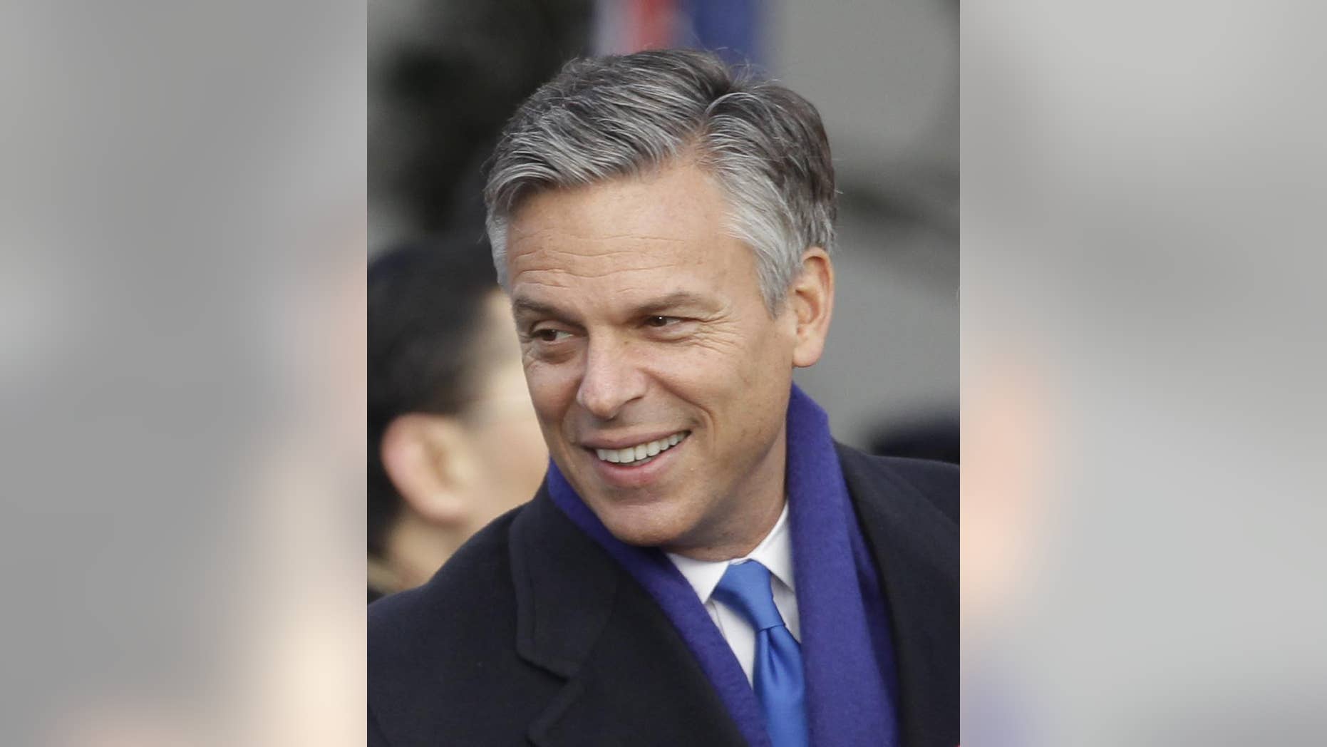 U.S. Ambassador to China Jon Huntsman arrives before President Barack Obama welcomes China's President Hu Jintao during a state arrival on the South Lawn of the White House in Washington, Wednesday, Jan. 19, 2011. (AP Photo/Charles Dharapak)
