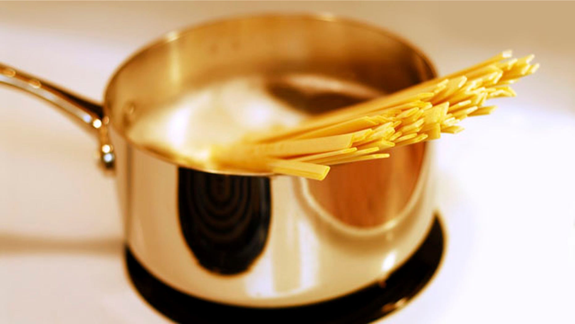 Pasta cooking in a pot