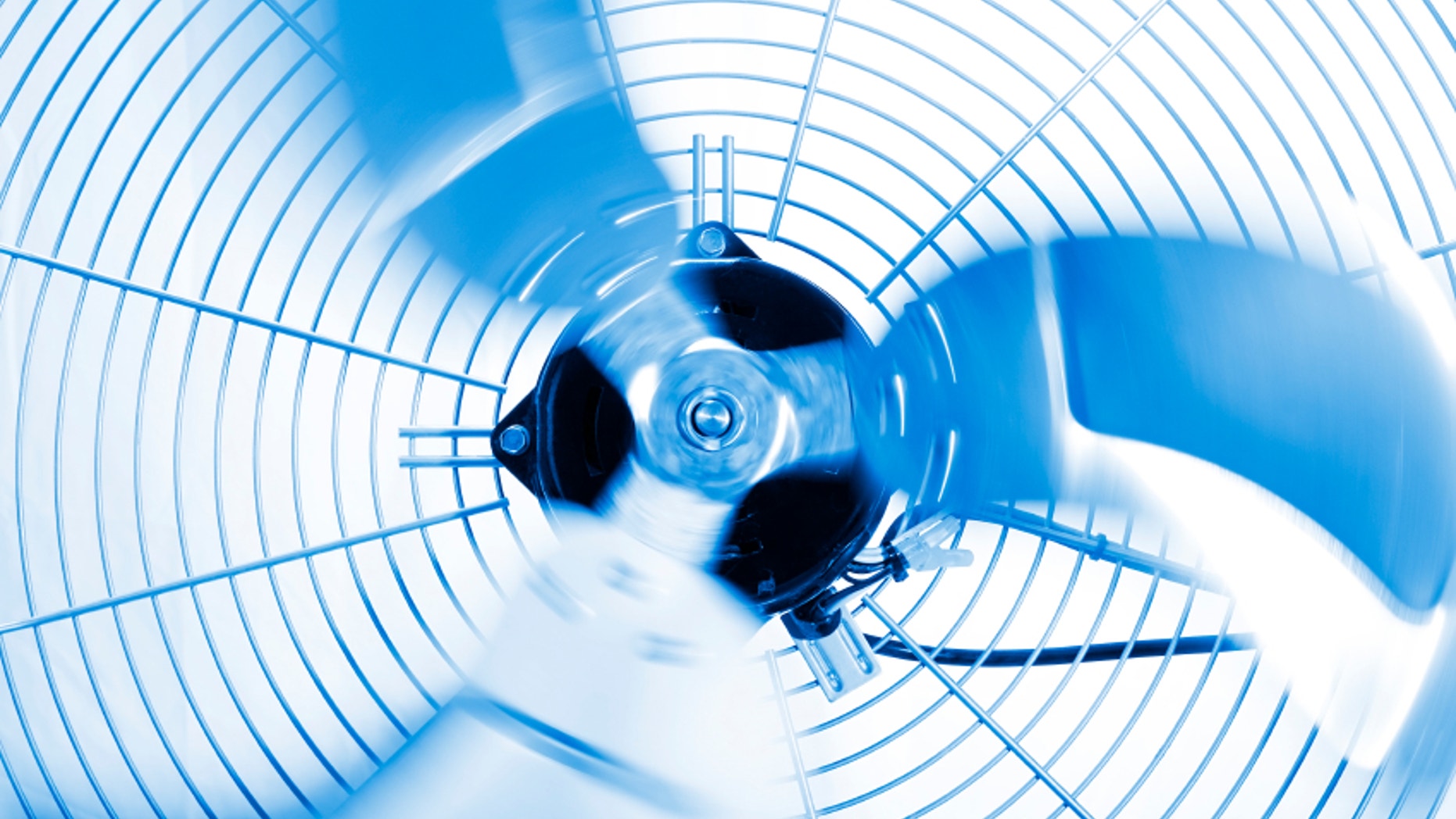 Close up shot of industrial fan while spinning