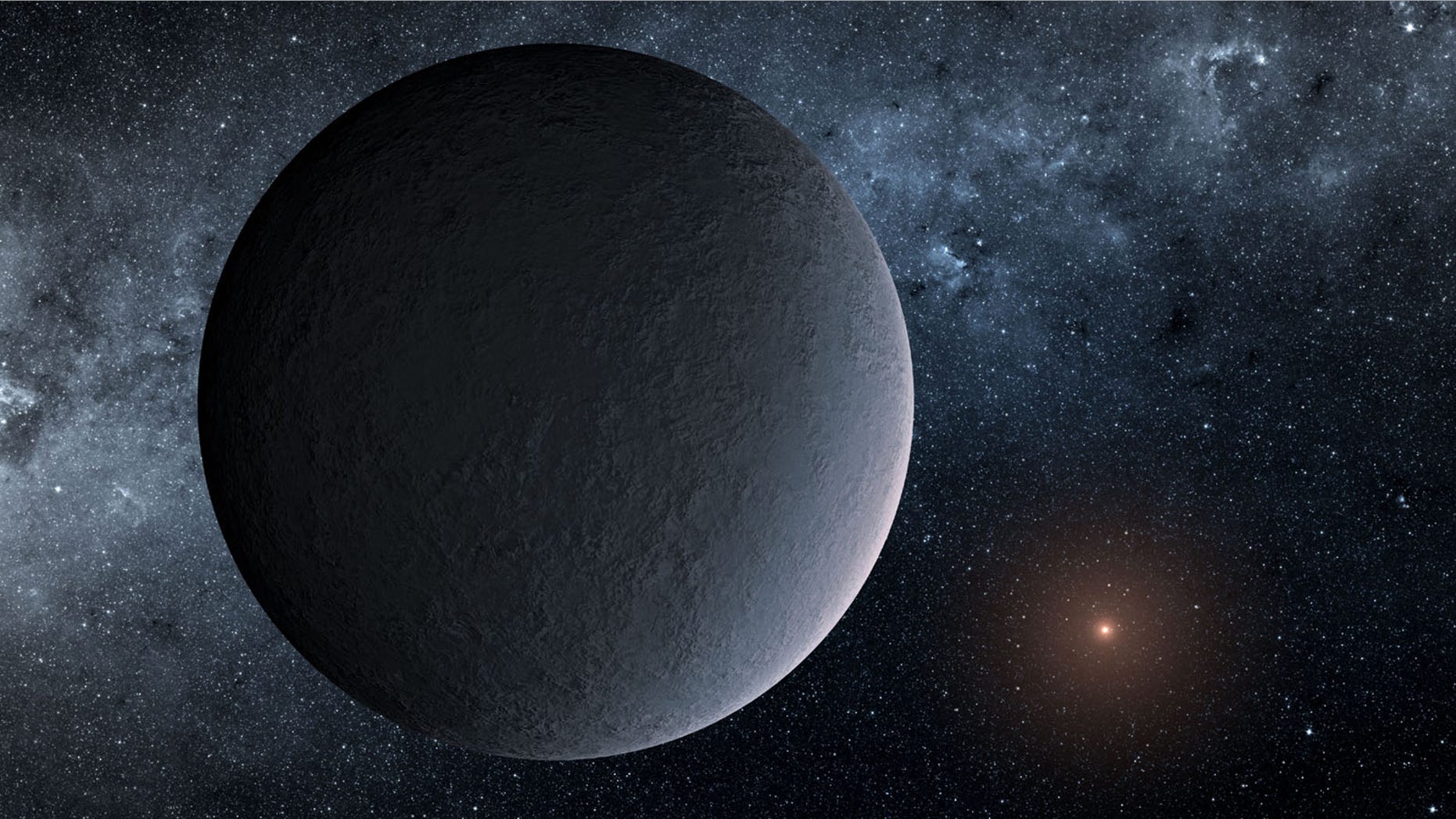This artist's illustration shows frigid OGLE-2016-BLG-1195Lb, a roughly Earth-mass exoplanet likely discovered through a technique called microlensing.