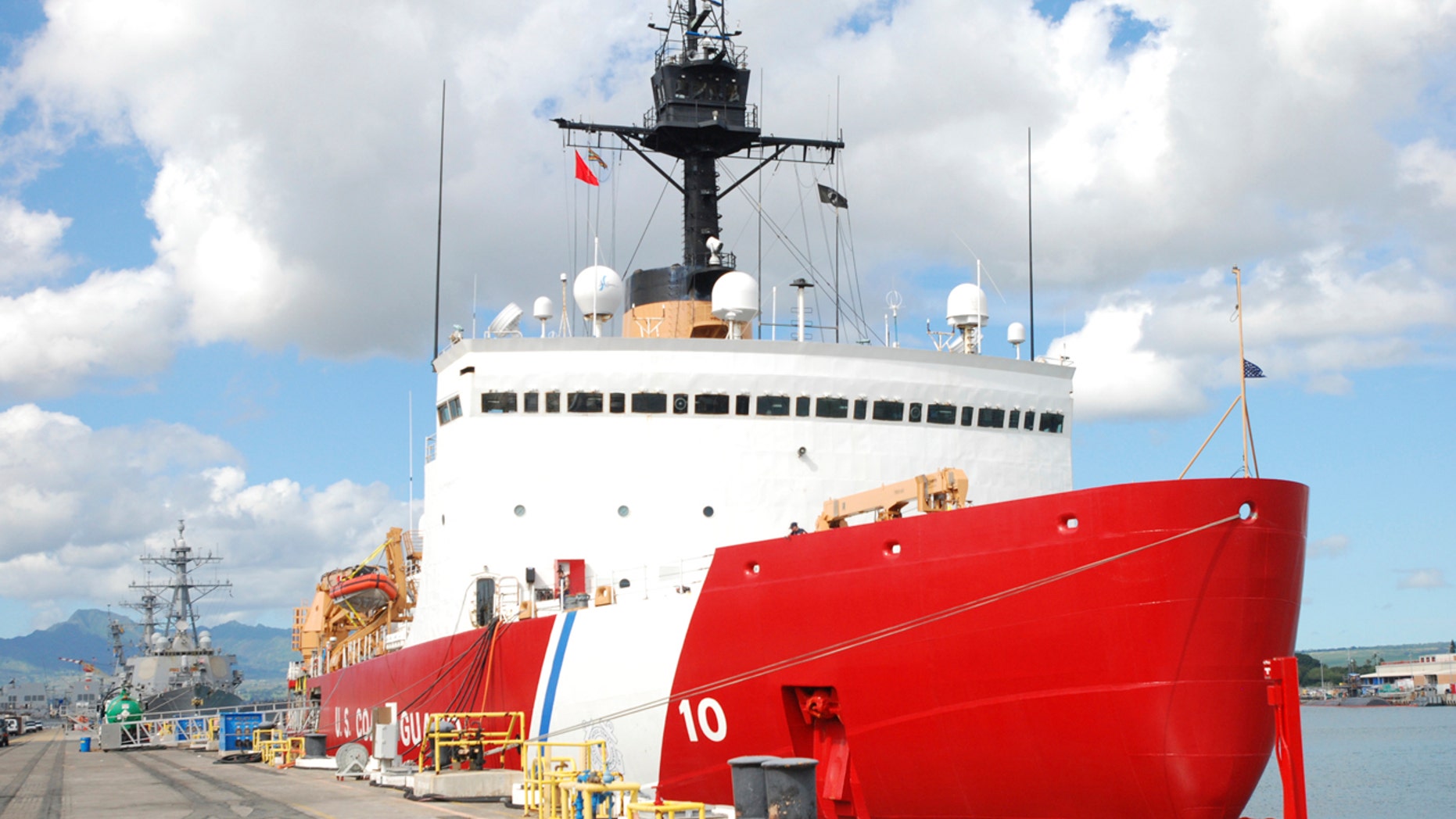 In this Monday, Dec. 12, 2016 photo, the U.S. Coast Guard Cutter Polar Star rests by a dock in Pearl Harbor, Hawaii.