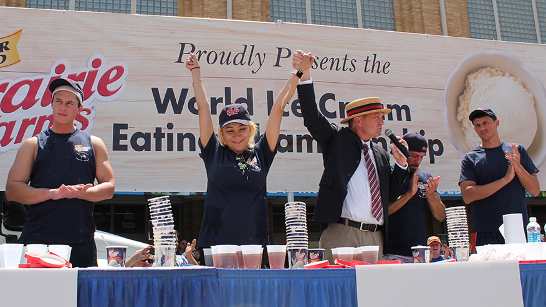 Miki Sudo, a top-ranked competitive eater from Las Vegas, set the record by downing 16 pints of ice cream in just six minutes.