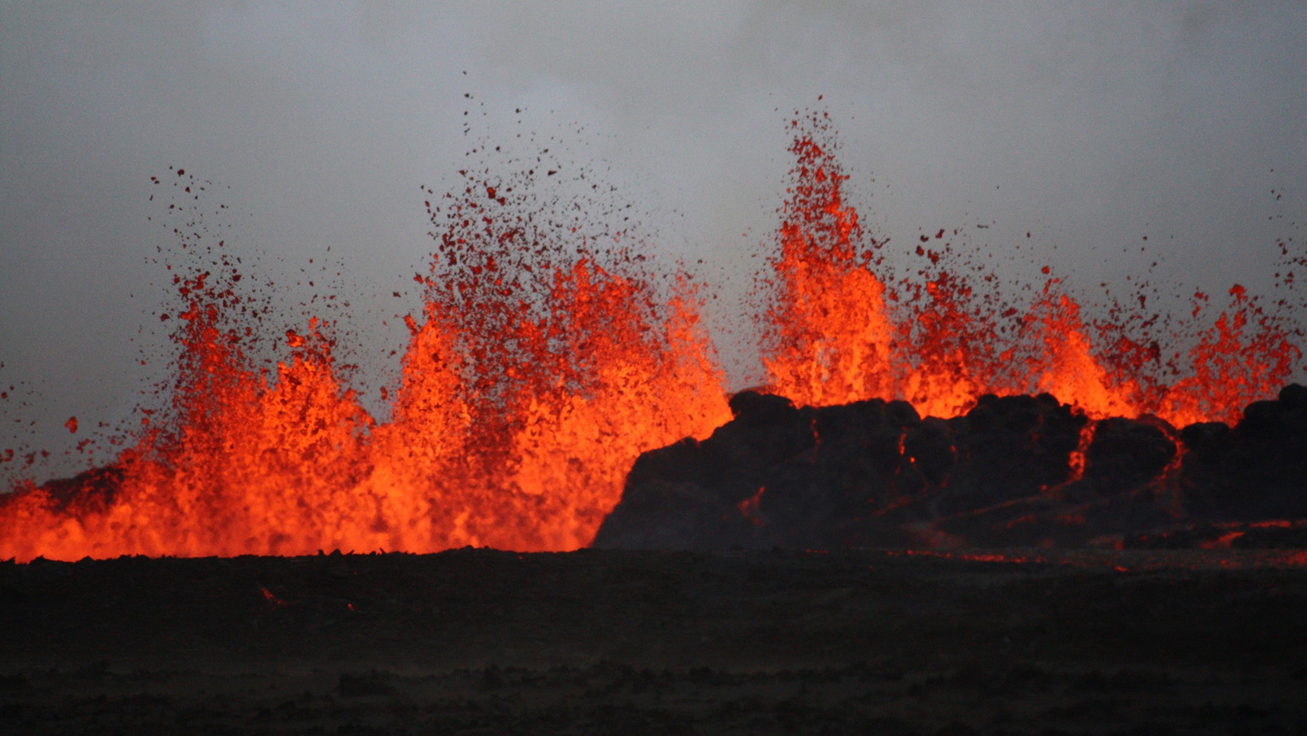 File photo: The lava flows on the ground after the Bardabunga volcano erupted again on August 31, 2014. (REUTERS/Armann Hoskuldsson)