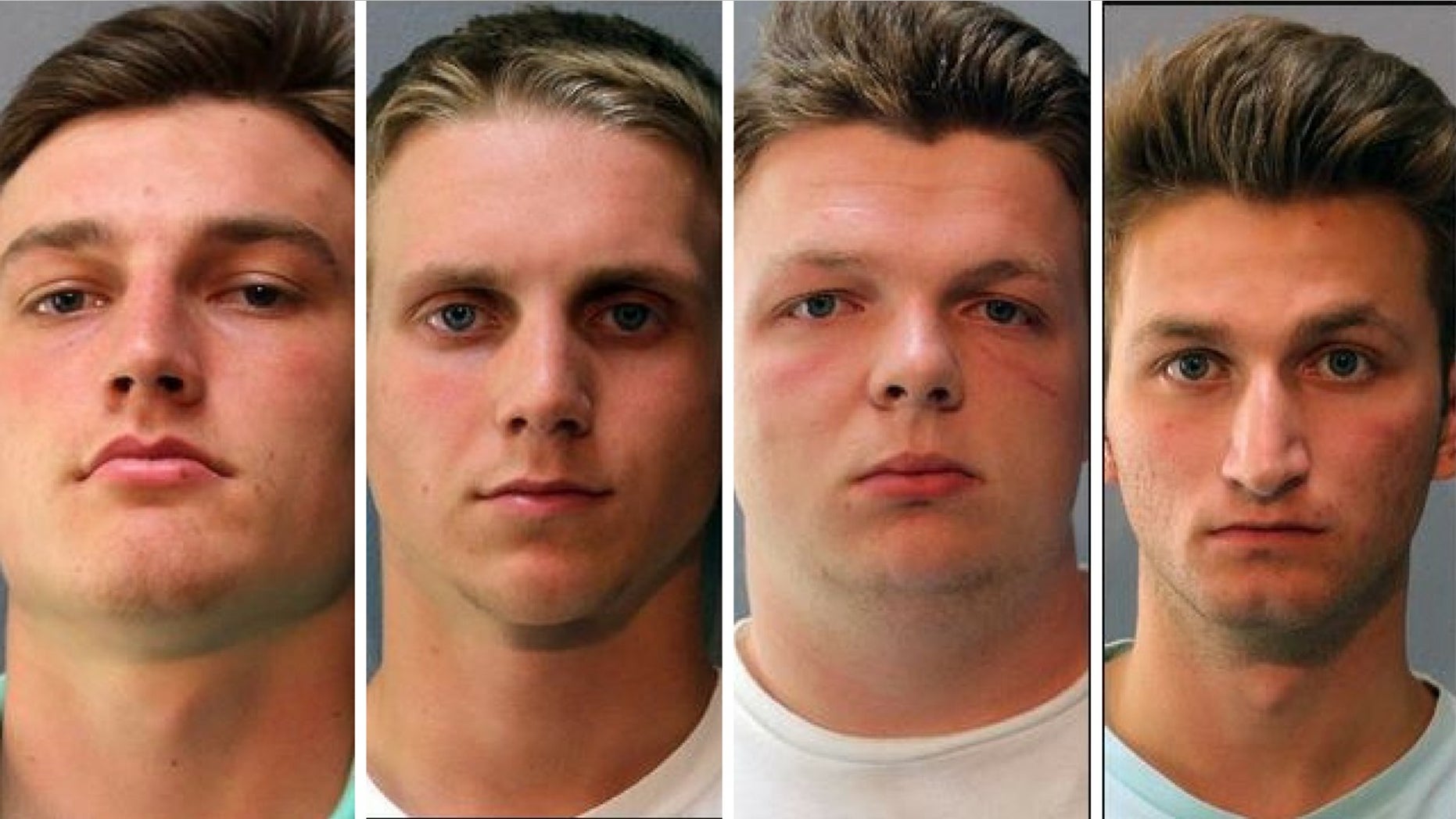 From left to right: Joshua Shaffer, Tyler Curtiss, Seth Taylor and Matthew Lipp were charged with hate crimes after racist graffiti were found spray-painted at Glenelg High School.
